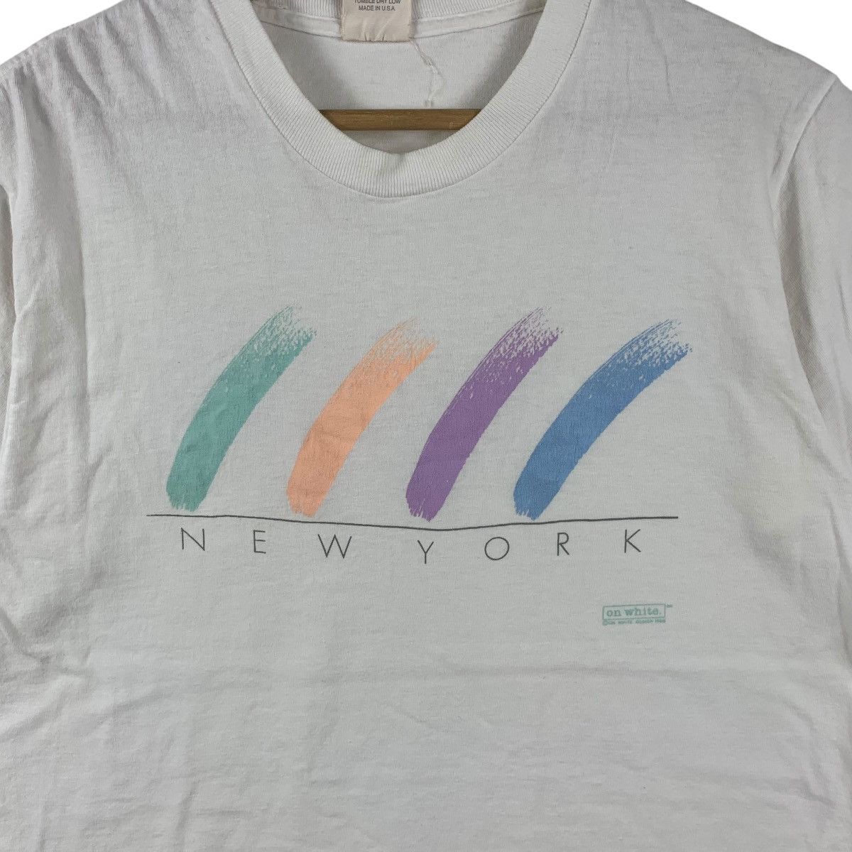 Vintage Vintage 1994 ON WHITE NEW YORK Pastel Artwork Tee Shirt Top Size M / US 6-8 / IT 42-44 - 4 Thumbnail