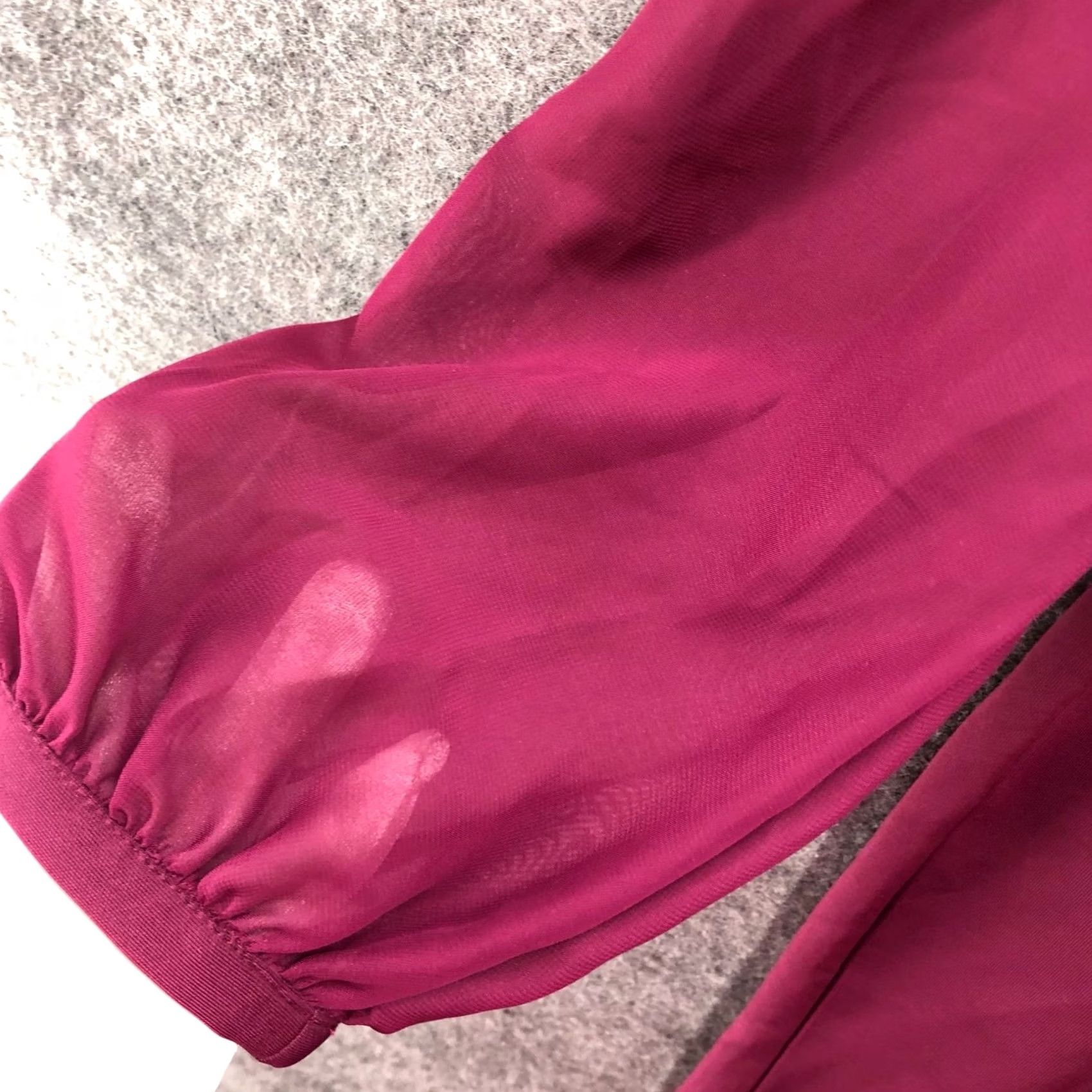 Vintage Vendy Sheath Dress Violet Pink Chiffon Ruffle Long Sleeve Mock Neck NWT S Women’s Subtle Victorian Size S / US 4 / IT 40 - 5 Thumbnail