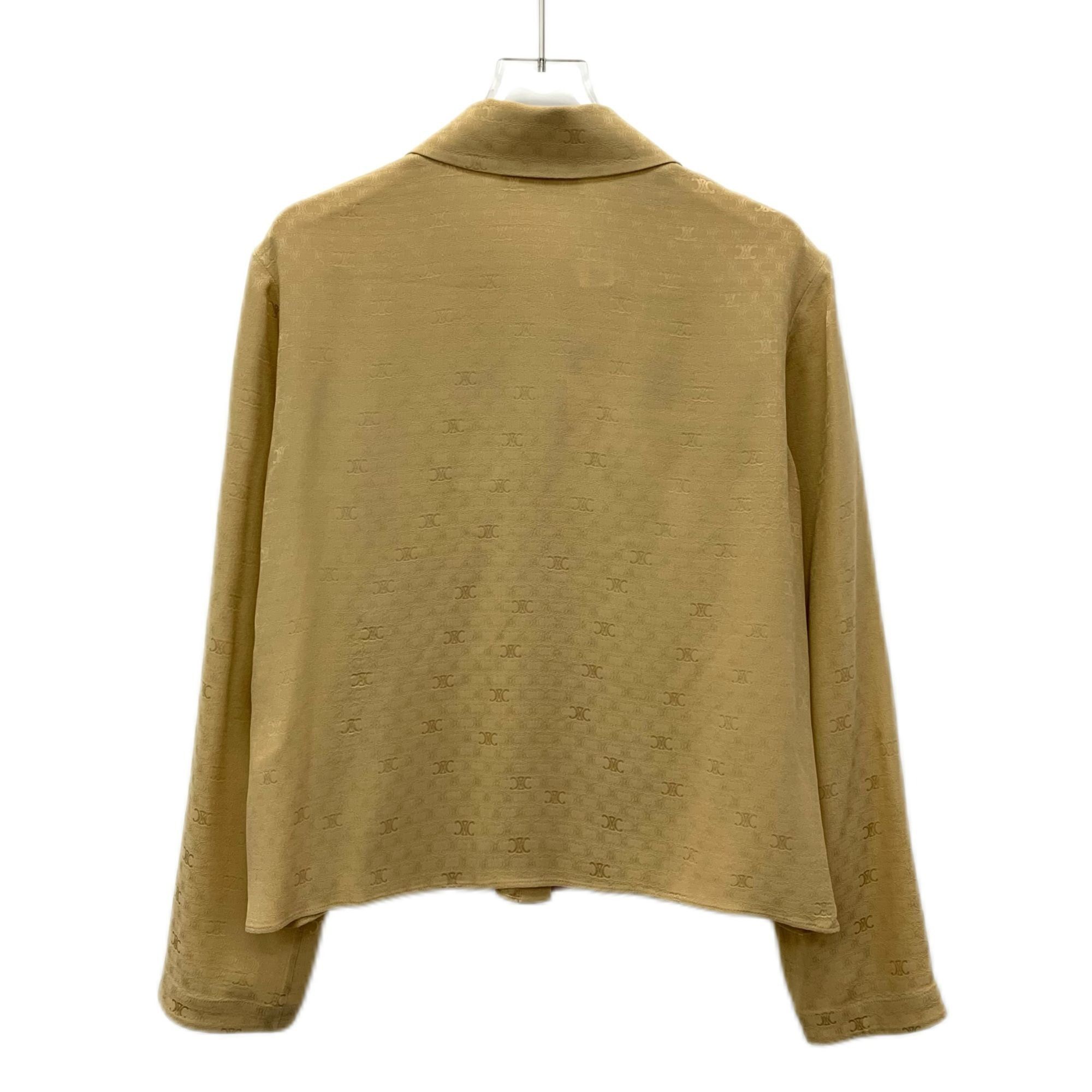 Celine Celine Brown Embossed Logo Silk Button-Up Shirt (Size XXS) Size XXS / US 00 / IT 34 - 8 Thumbnail