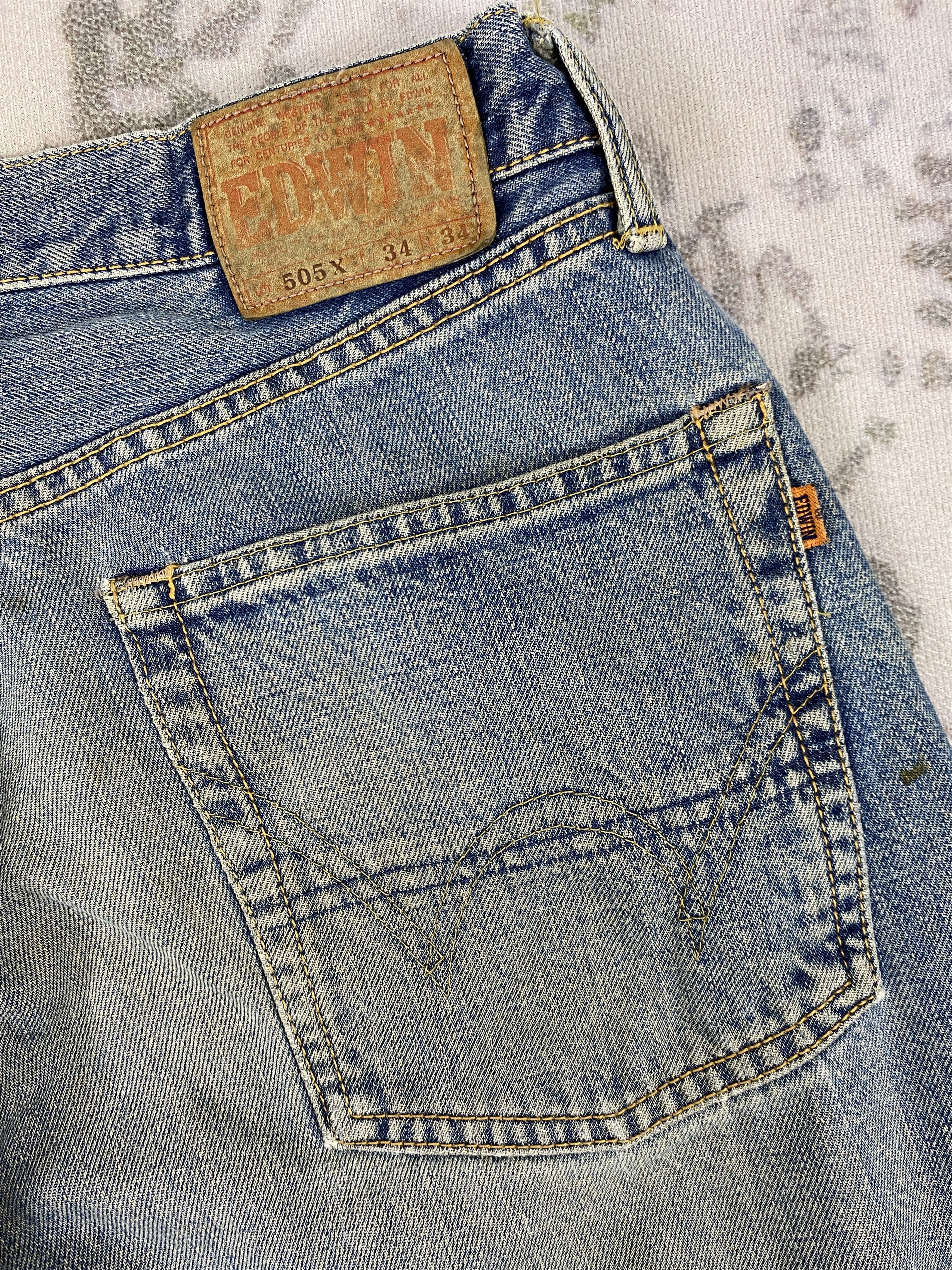 Edwin EDWIN 505X SELVEDGE FADED & RUSTY DISTRESSED DENIM-JN3565 Size US 32 / EU 48 - 11 Thumbnail