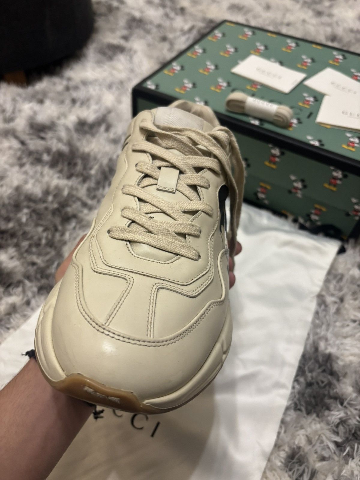 Gucci New Super Rare Gucci x Mickey Mouse Rhyton Leather Sneaker Size US 9 / EU 42 - 4 Thumbnail
