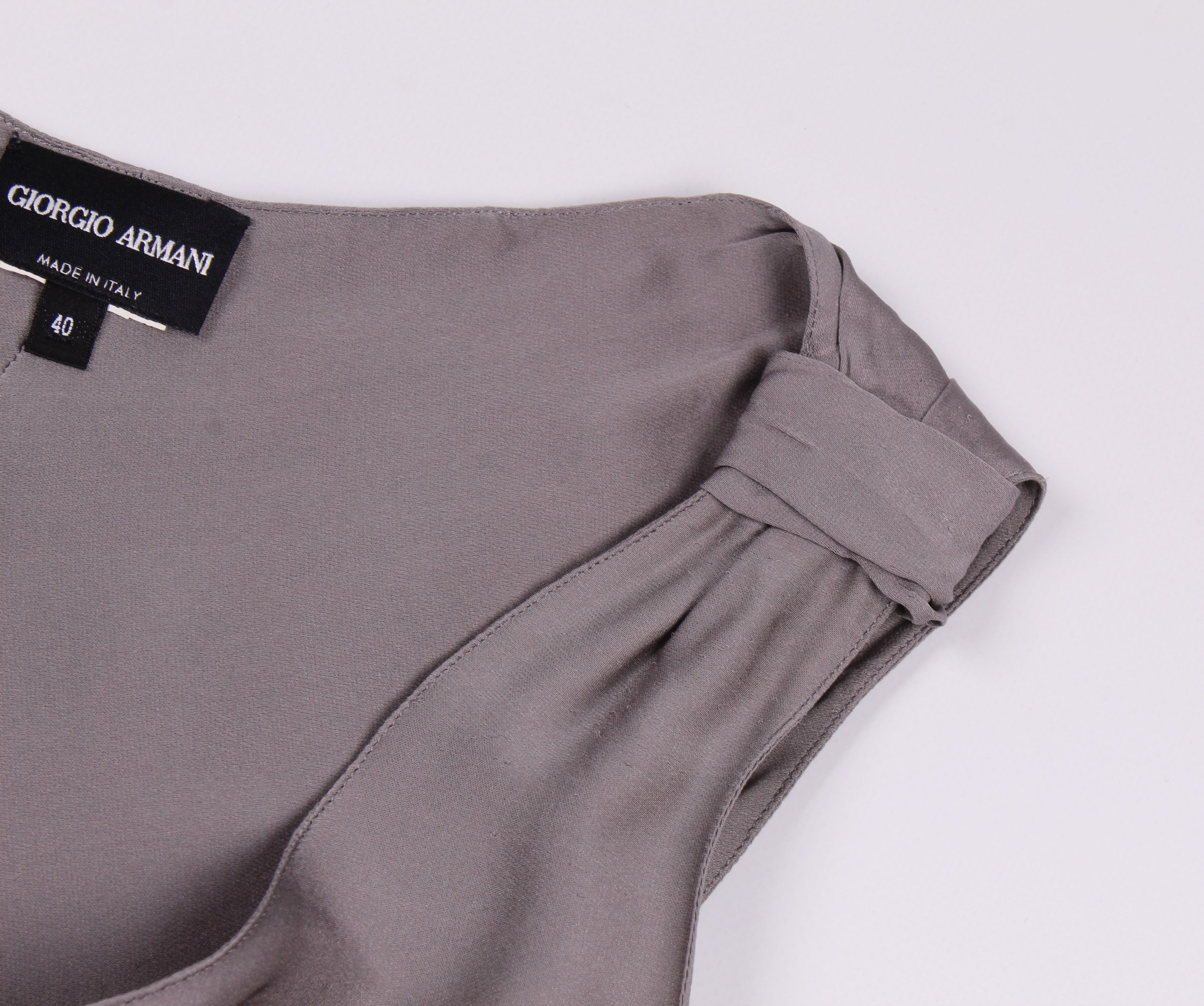 Giorgio Armani Vintage Giorgio Armani Silk Silver Top Blouse Size S / US 4 / IT 40 - 6 Thumbnail