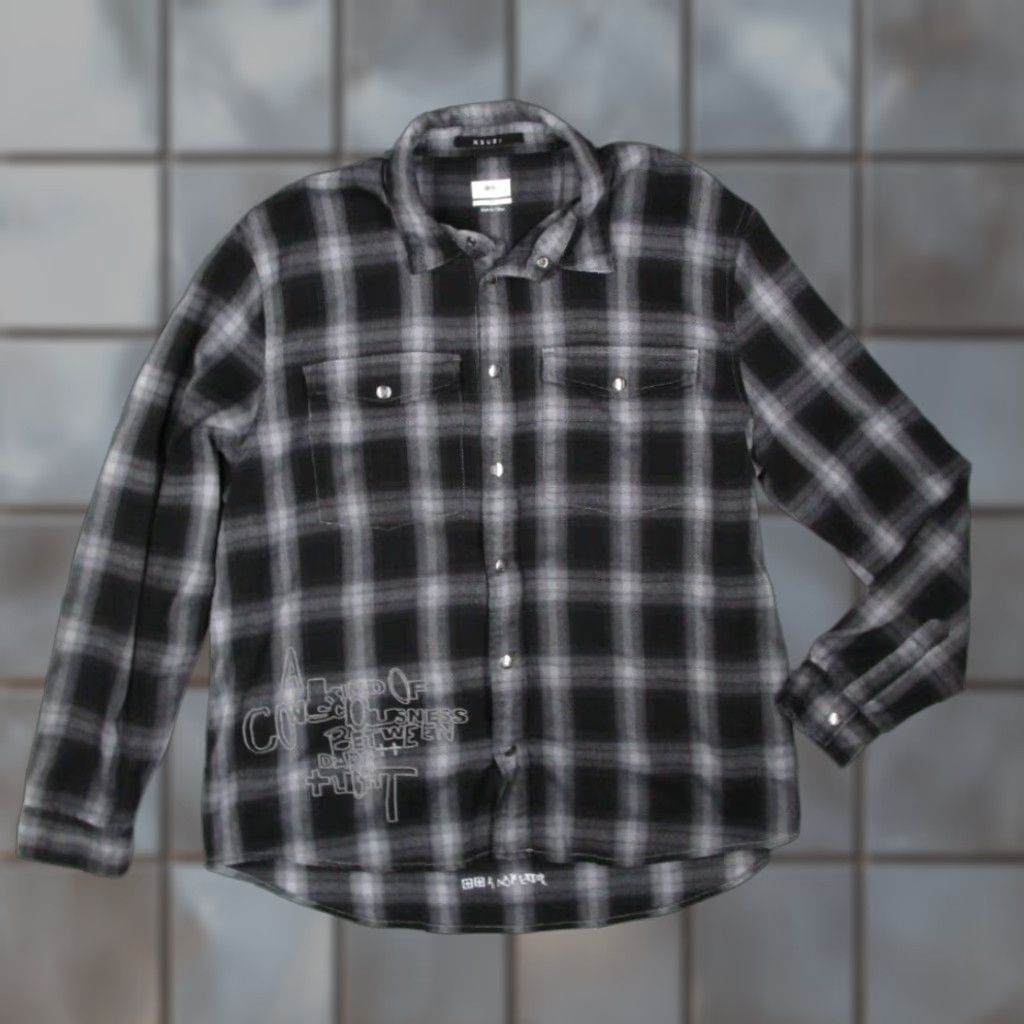 Ksubi Ksubi Shirt Mens XL Gray Plaid Snap Front Flannel Consciousness - Button-Up, Regular Fit, Long Sleeve, Cozy Jeans, Casual, Workwear, Subbrand: ksubi Size US XL / EU 56 / 4 - 1 Thumbnail