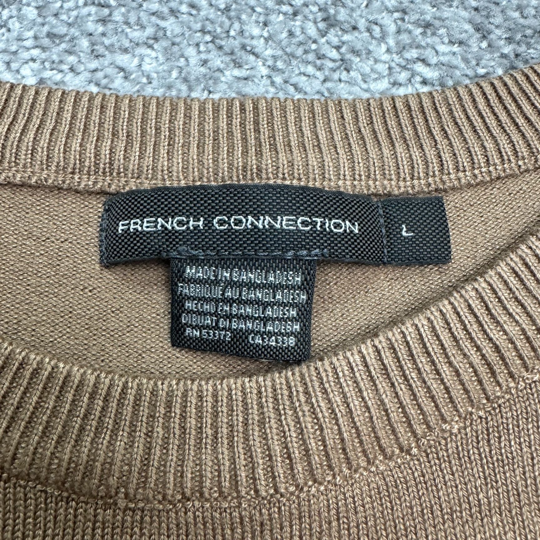 French Connection French Connection Pullover Sweater Mens Large Tan Brown Crew Neck Stretch Knit Size L Regular Fit Classic Designer Brand Vintage No Size US L / EU 52-54 / 3 - 6 Thumbnail