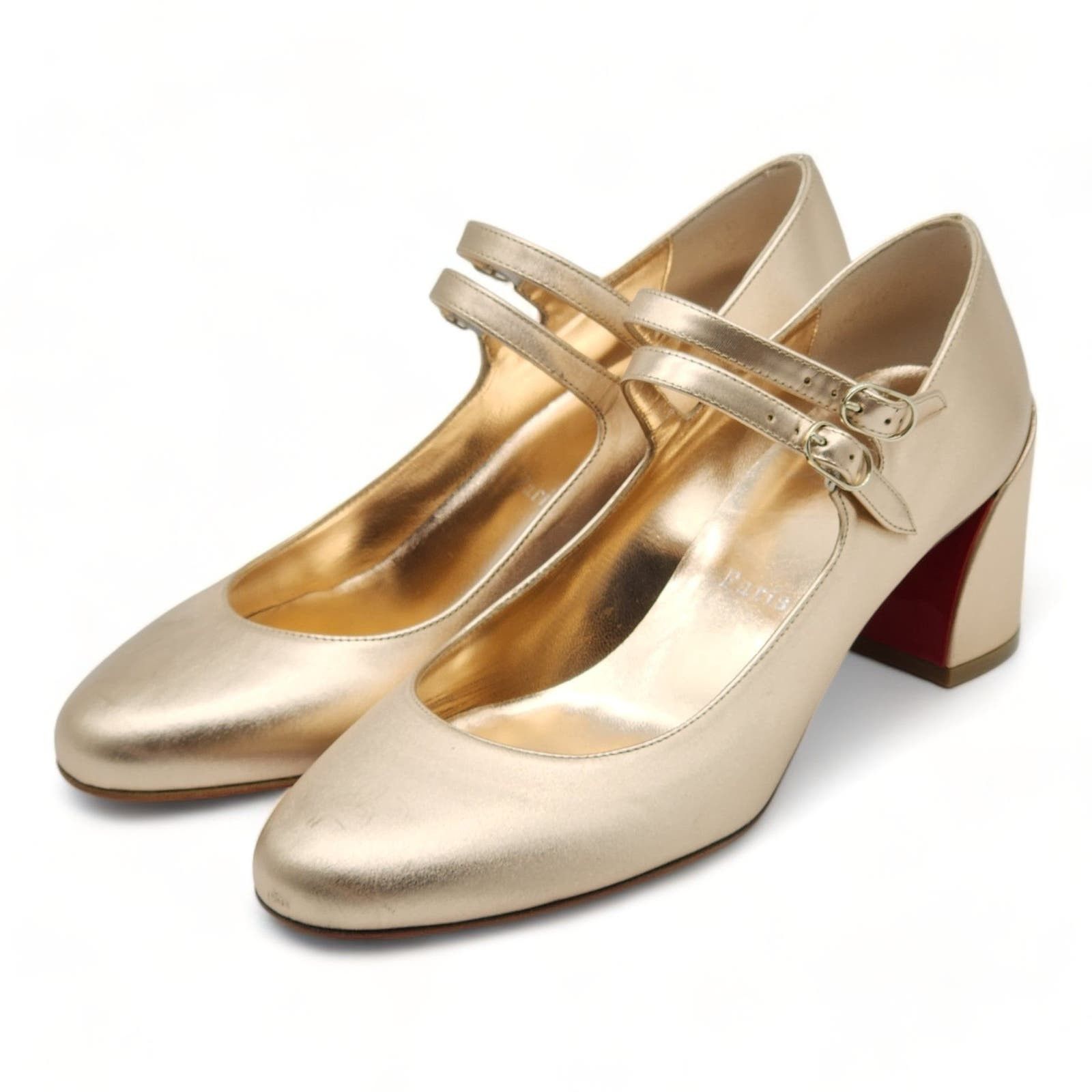 image of Christian Louboutin Miss Jane 55Mm Pumps Gold 39 (9 Us) $845 Shoes, Women's