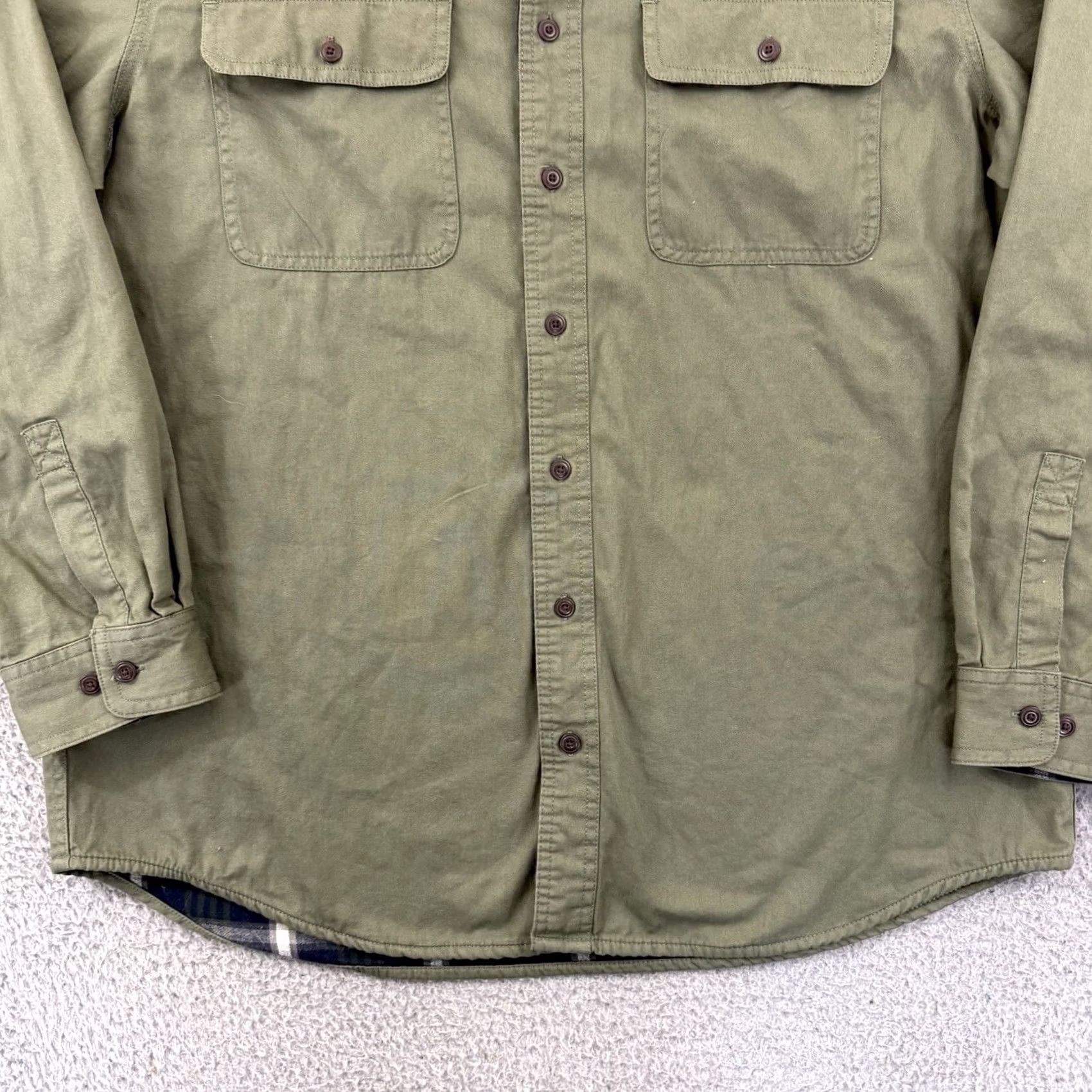 Vintage VINTAGE L.L.Bean Shacket Mens LT Green Plaid Lined Button Long Sleeve Outdoor Jacket Coat Shacket 90s Heritage"} Size US L / EU 52-54 / 3 - 2 Thumbnail