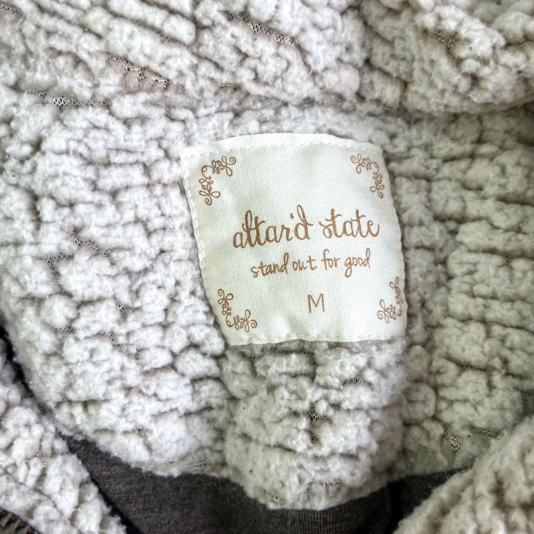 Vintage Altar'd State Jacket Womens Medium Beige Sherpa Fleece Quarter Zip Pullover Size M / US 6-8 / IT 42-44 - 3 Thumbnail