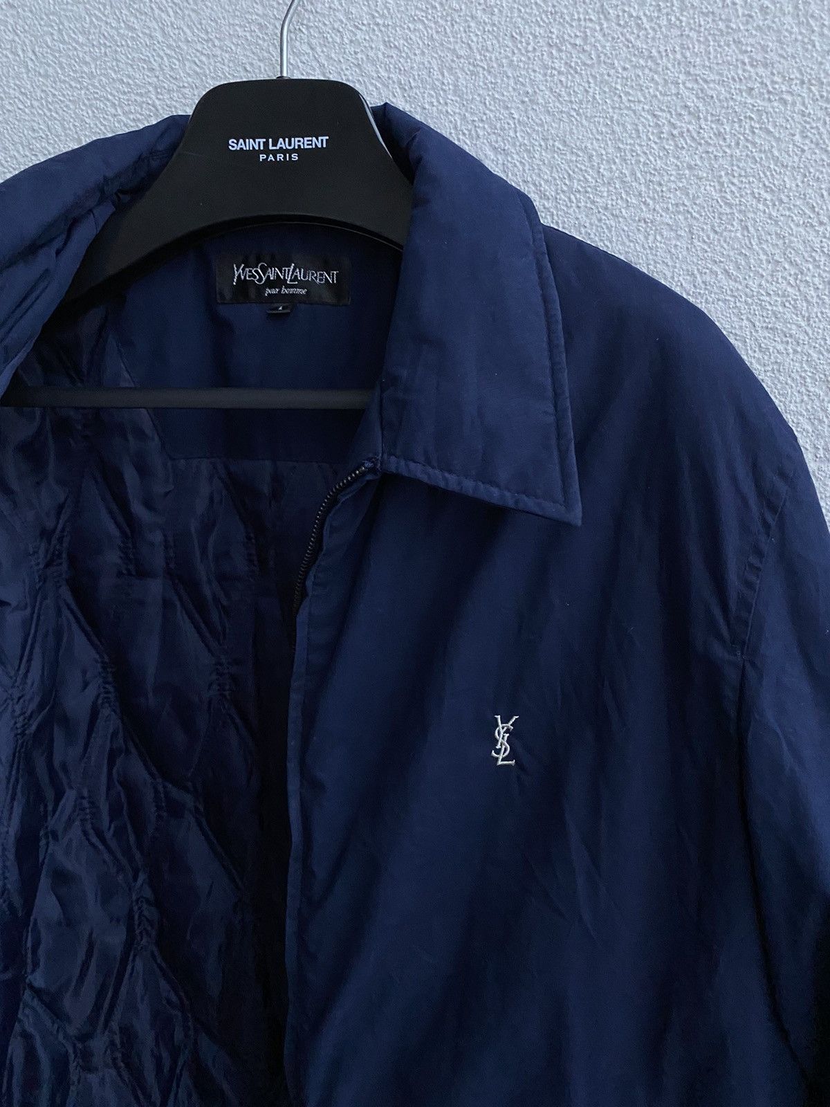 Yves Saint Laurent Warm YSL Jacket Navy Quilted Bomber Size US L / EU 52-54 / 3 - 14 Thumbnail
