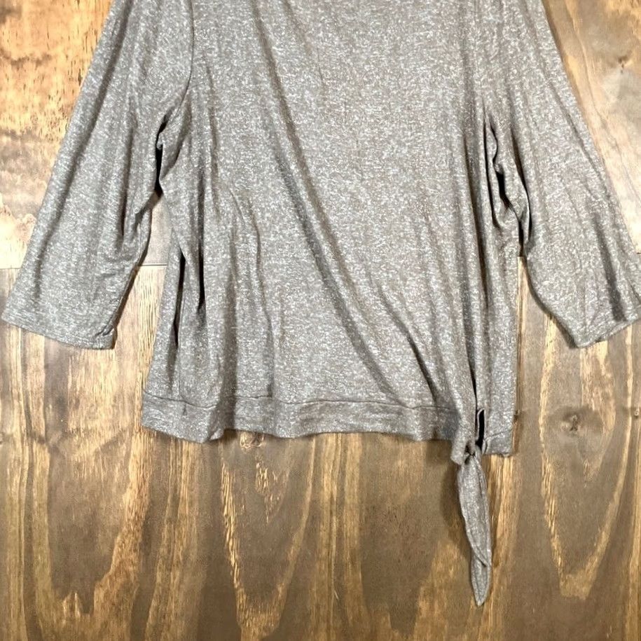Vintage Chicos Womens Blouse Heathered Brown 3/4 Sleeve Front Knot Stretch XL Size XL / US 12-14 / IT 48-50 - 3 Thumbnail