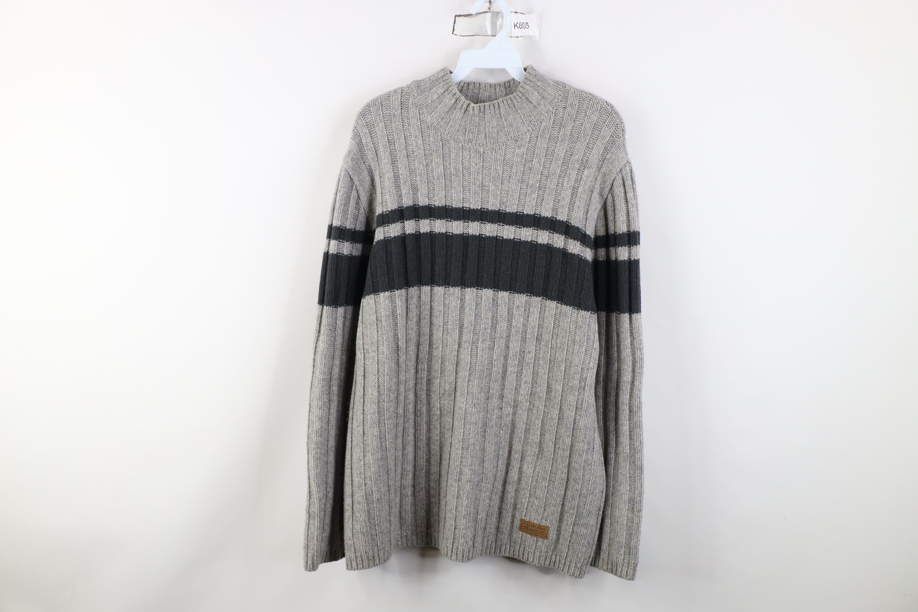 Vintage Vintage 90s Streetwear Block Ribbed Knit Mock Neck Sweater Size US M / EU 48-50 / 2 - 1 Thumbnail