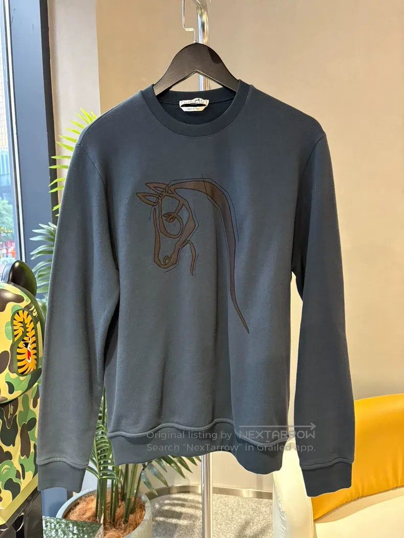 Hermes Hermes Blue horse head sweatshirt Size S / US 4 / IT 40 - 1 Thumbnail