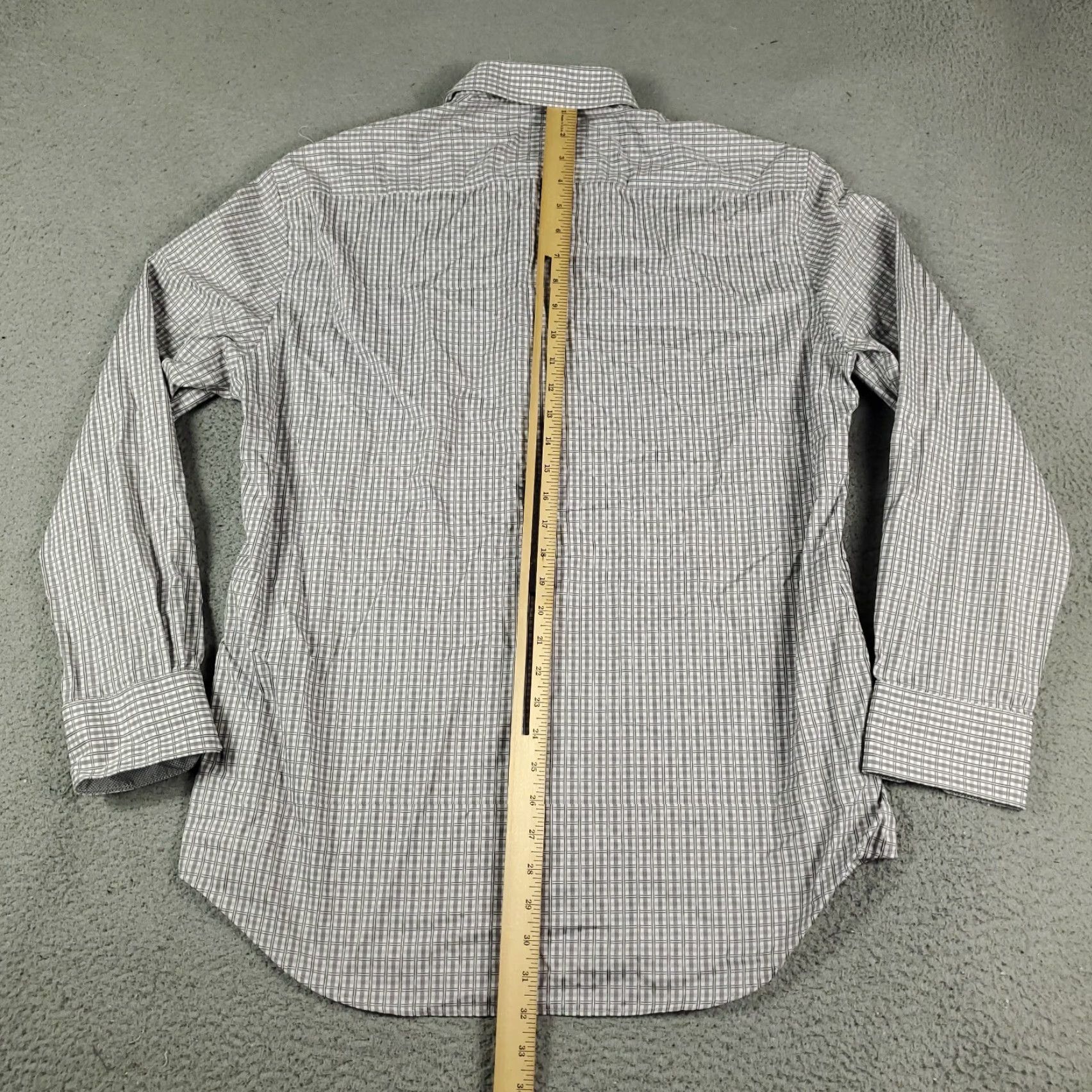 BUGATCHI Bugatchi Uomo Shirt Mens 17.5 Gray Plaid Dress Button Up Long Sleeve Size 46R - 3 Thumbnail