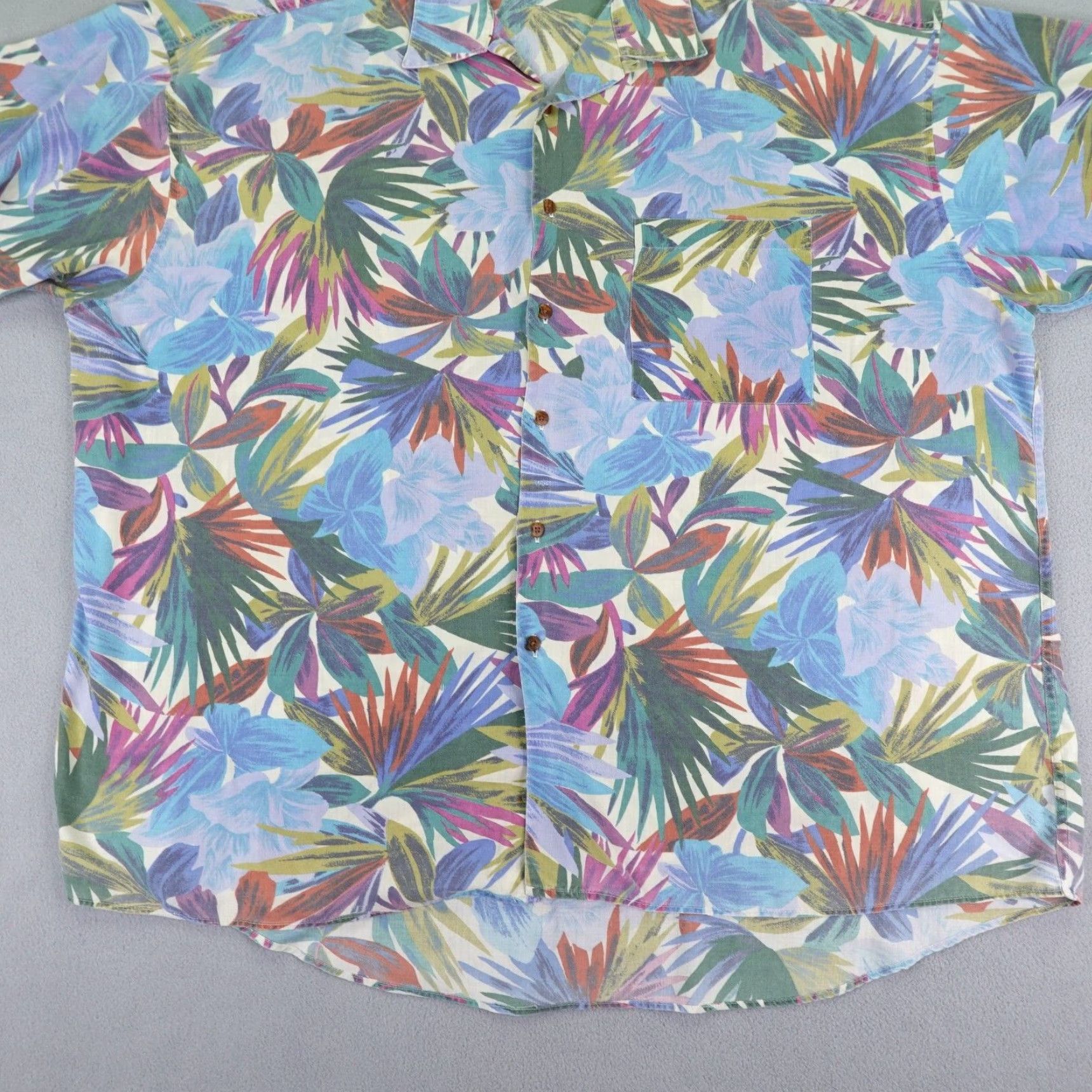 Vintage VINTAGE Wilke Rodriguez Shirt Mens XL Blue Green Hawaiian Button Up Camp 90s Floral Short Sleeve Collared Button-Up Beach Tropical Pockets Mens Size US XL / EU 56 / 4 - 3 Thumbnail