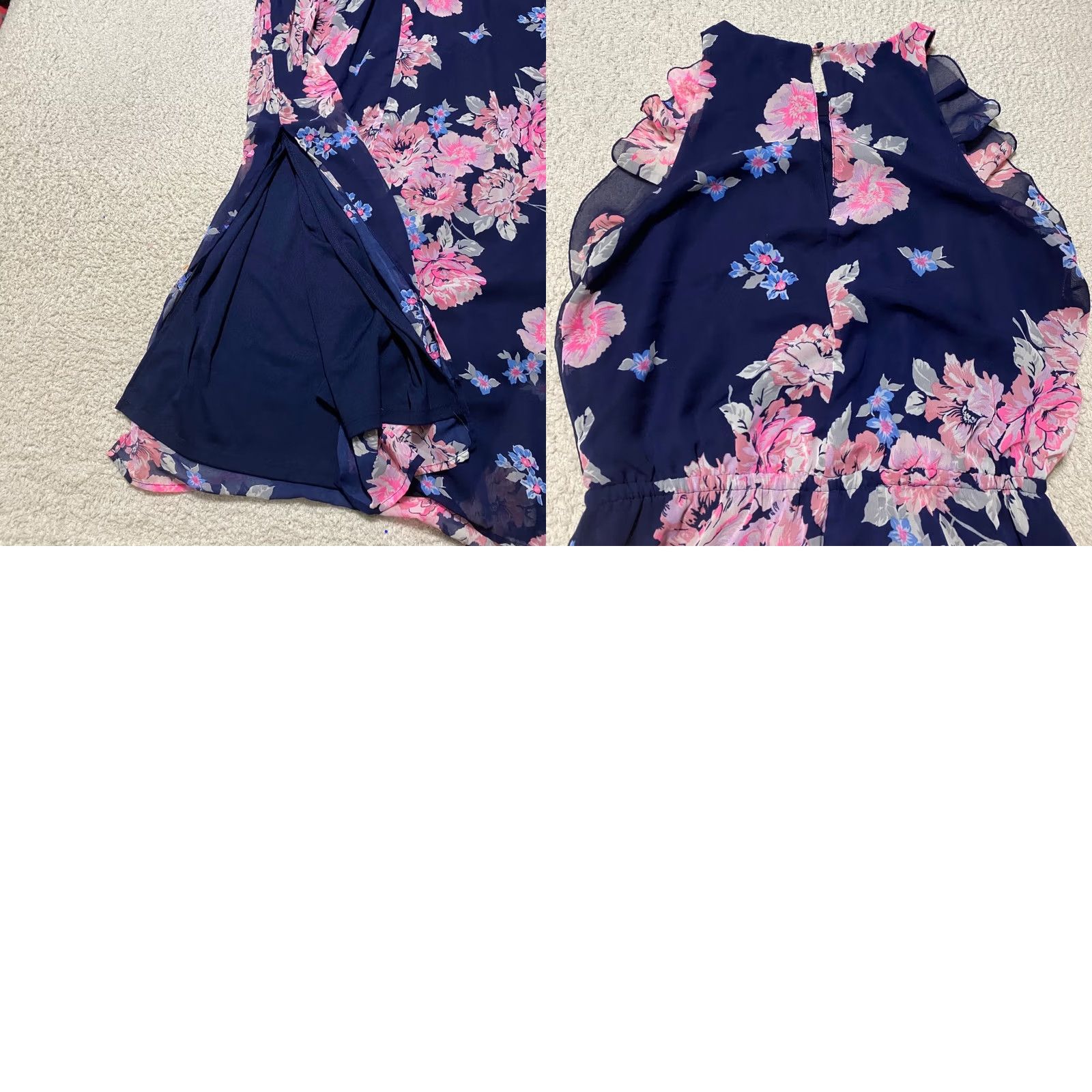 Old Navy Old Navy Womens Dress Maxi Floral Blue Chiffon Sleeveless Ruffle Keyhole Round Neck M Size M / US 6-8 / IT 42-44 - 8 Thumbnail
