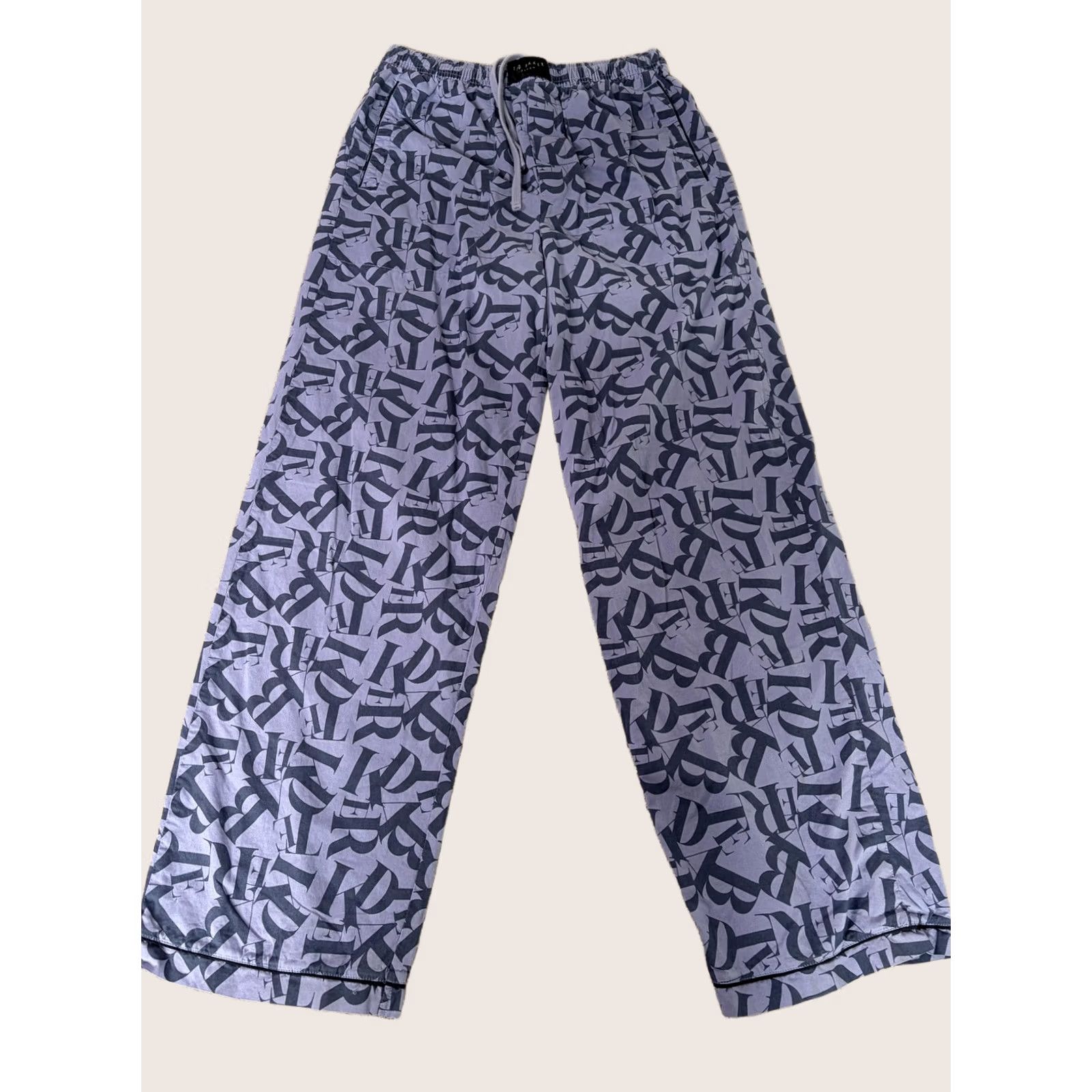Ted Baker Ted Baker Pants Mens Medium Blue Letter Print Cotton Lounge Sleepwear Pajama Size US 31 - 1 Thumbnail