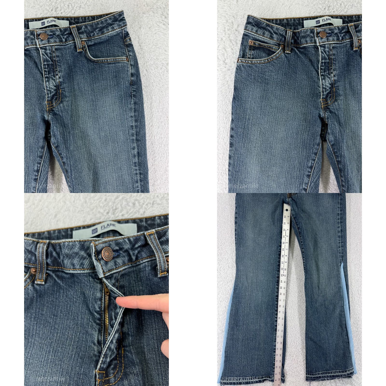 Gap Gap Jeans Womens 6a Blue Denim Flared Distressed Stretch Medium Wash 28in Inseam 5-Pocket 90s Southwestern Style Mens/Womens Size 34" / US 12 / IT 48 - 8 Thumbnail