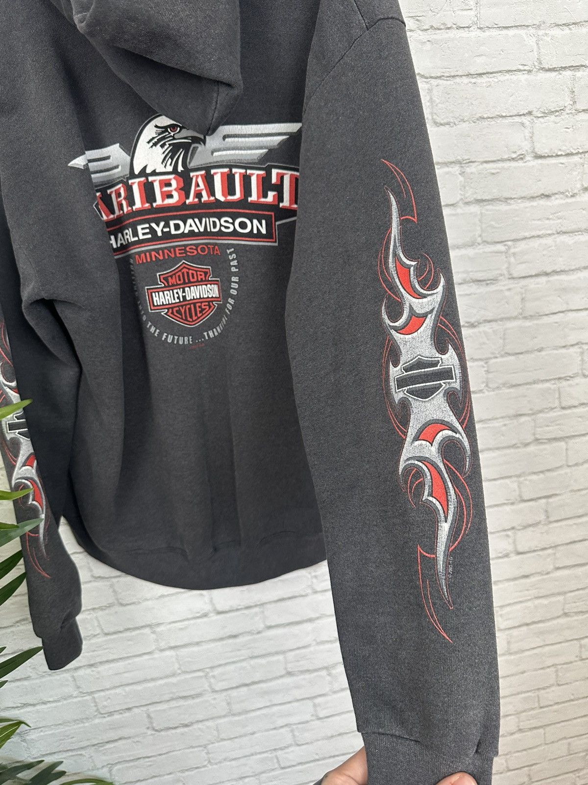 Harley Davidson (XL) SICK FADED CHARCOAL Harley Davidson Zip Up Hoodie Size US XL / EU 56 / 4 - 17 Thumbnail