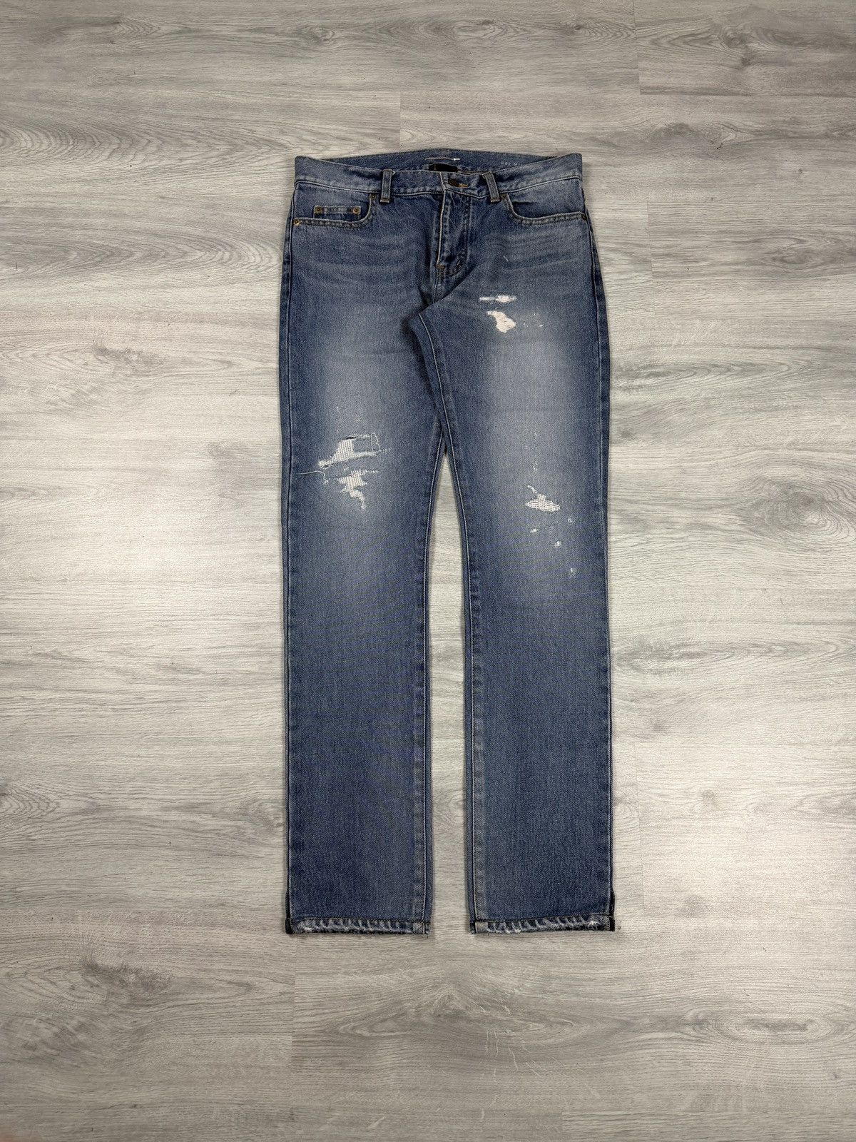 Saint Laurent SS17 Distressed Split Hem D02 Denim Jeans Hedi