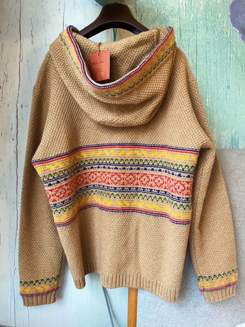 Loro Piana LORO PIANA Cashmere cardigan, camel color patchwork stripe Size M / US 6-8 / IT 42-44 - 2 Thumbnail
