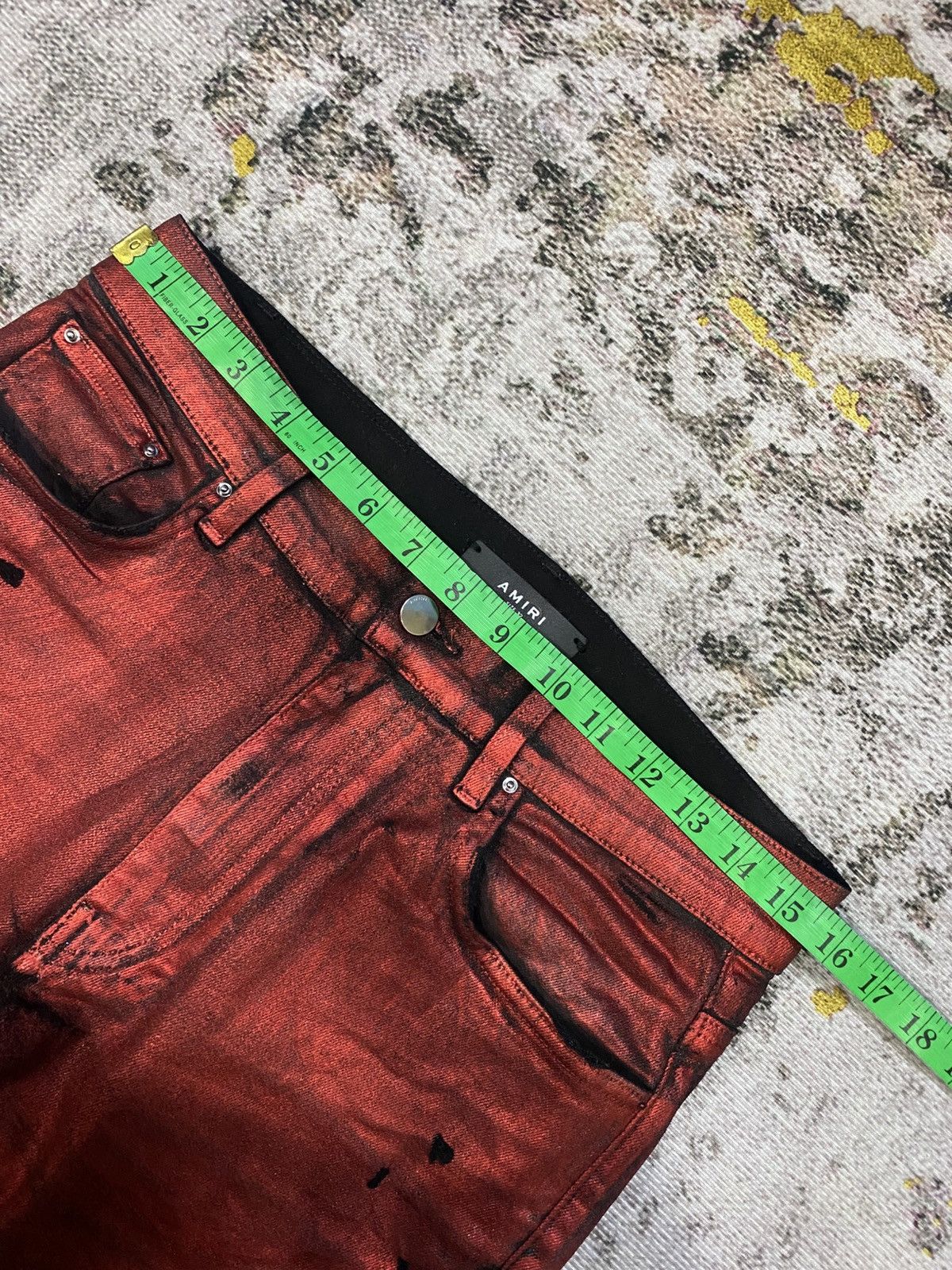 Amiri Amiri Knee Hole Red Waxed Denim Jeans Size US 31 - 20 Thumbnail