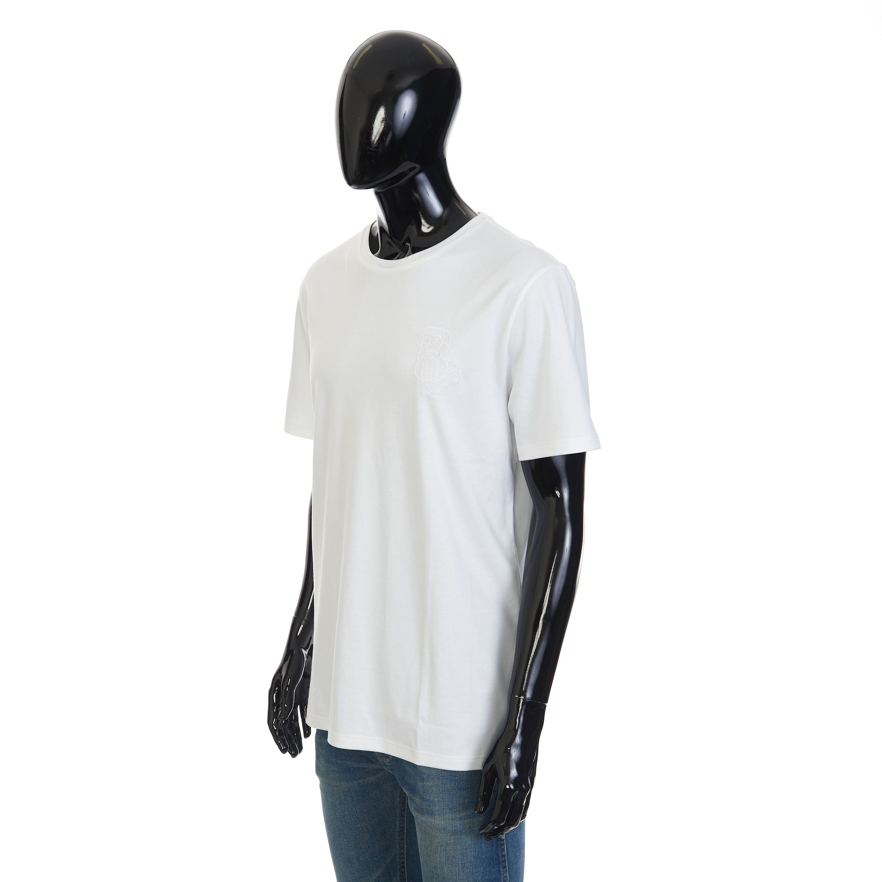 Berluti Embroidered B Logo T-Shirt In White Cotton Size US XXL / EU 58 / 5 - 2 Thumbnail