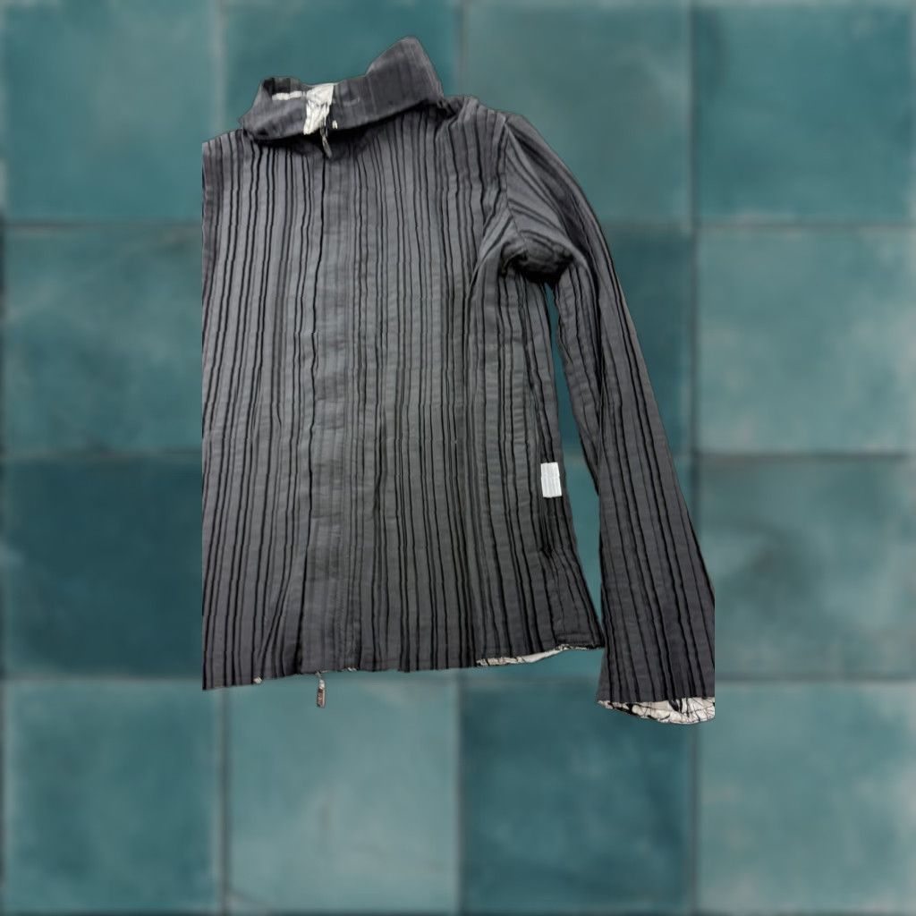 UBU Jacket Womens Medium Black Reversible Bamboo Print Crinkle Travel Coat