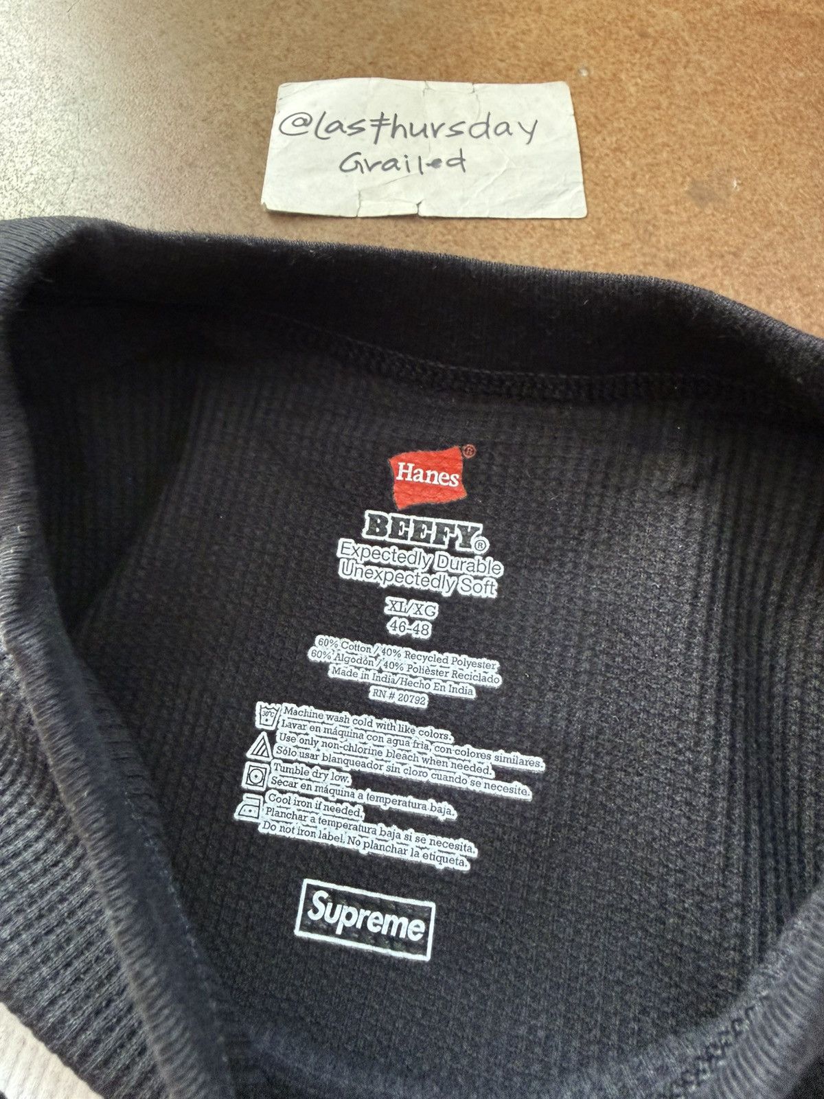 Hanes × Supreme Supreme x Hanes Bone Skeleton Thermal Black XL Size US XL / EU 56 / 4 - 7 Thumbnail
