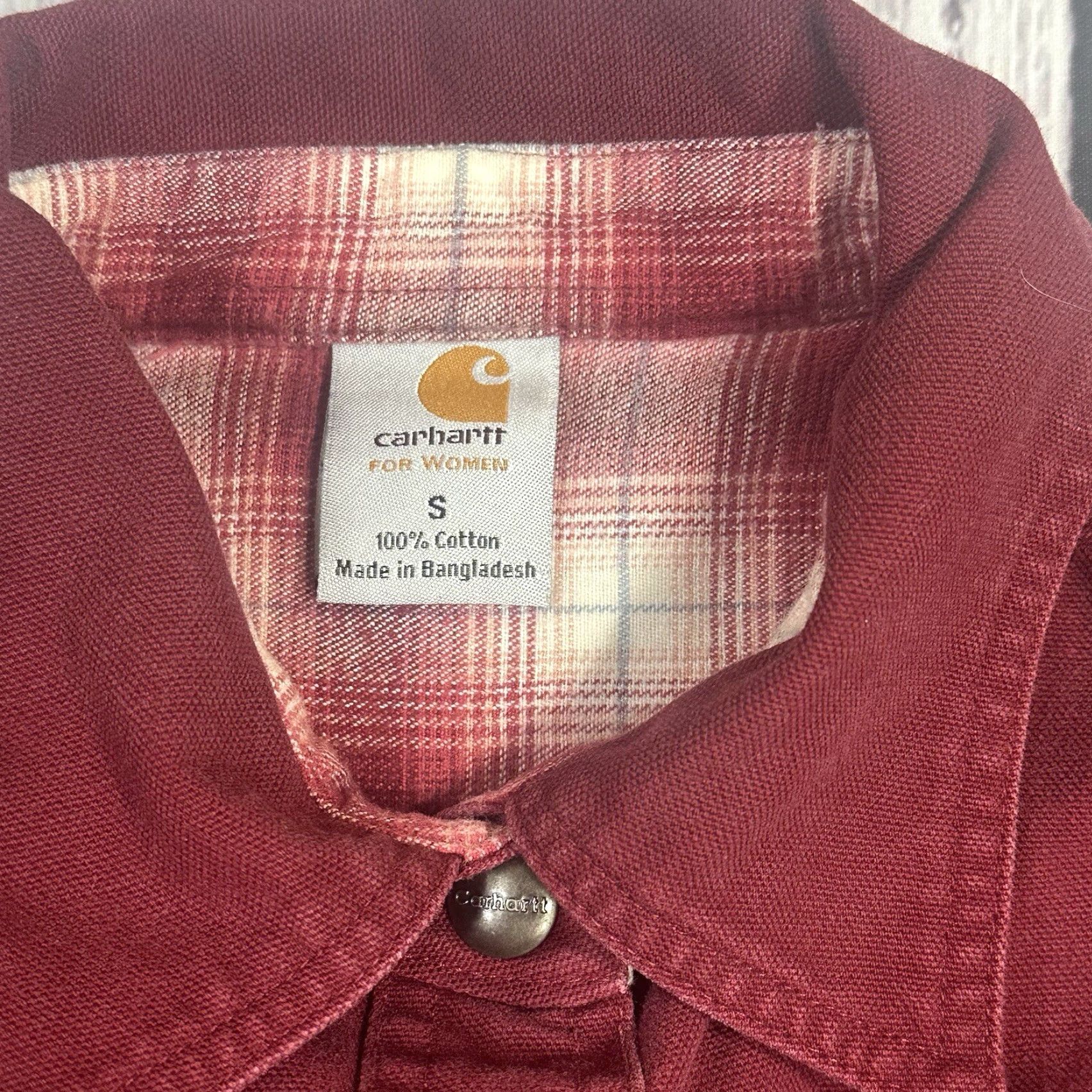 Carhartt Carhartt Women Dark Red Canvas Snap Up Shirt WS006DKR Small Lined Flannel Long Sleeve Button-Up Size S / US 4 / IT 40 - 5 Thumbnail