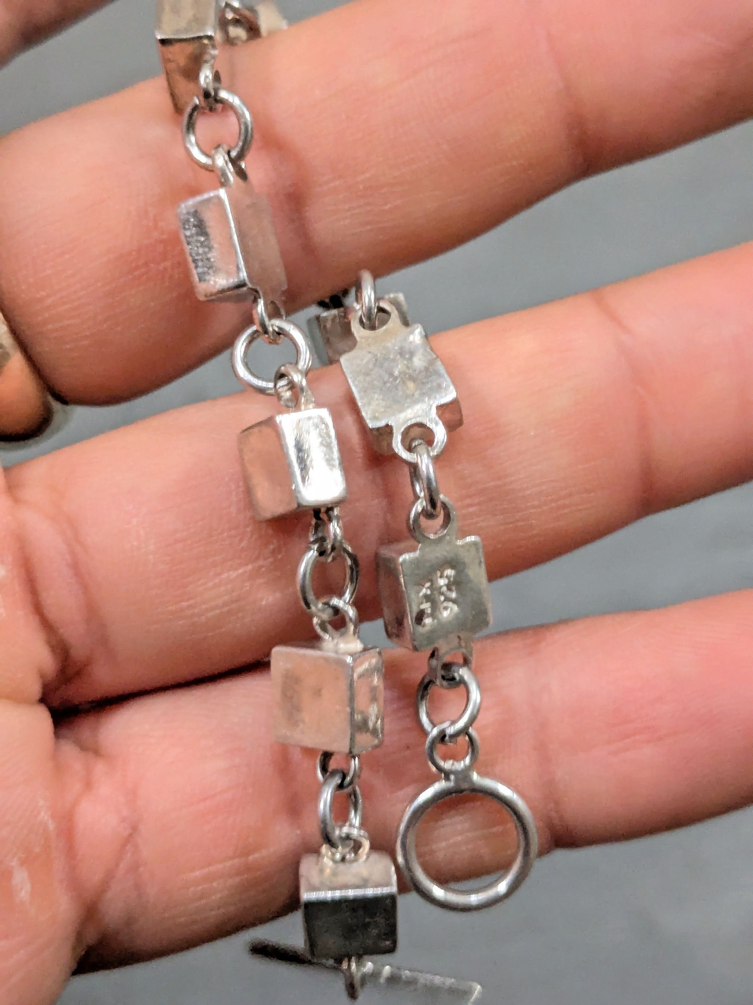 Other Vintage Sterling Silver Bracelet Square Chain Link Taxco Size ONE SIZE - 9 Thumbnail