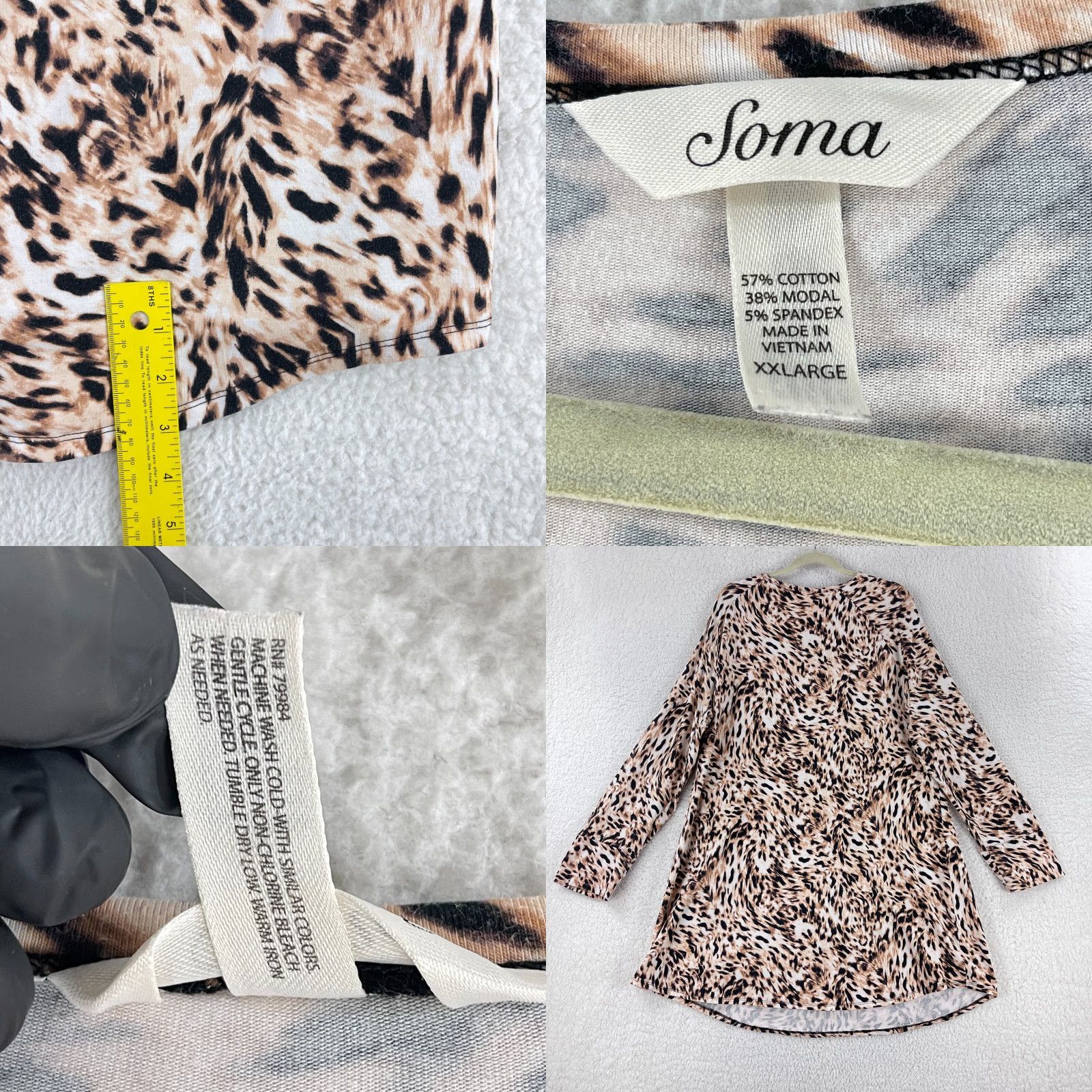 Vintage Soma Brown Animal Print Long Sleeve Pajama Dress Womens Pullover Size XXLarge Size XXL / US 16-18 / IT 52-54 - 8 Thumbnail