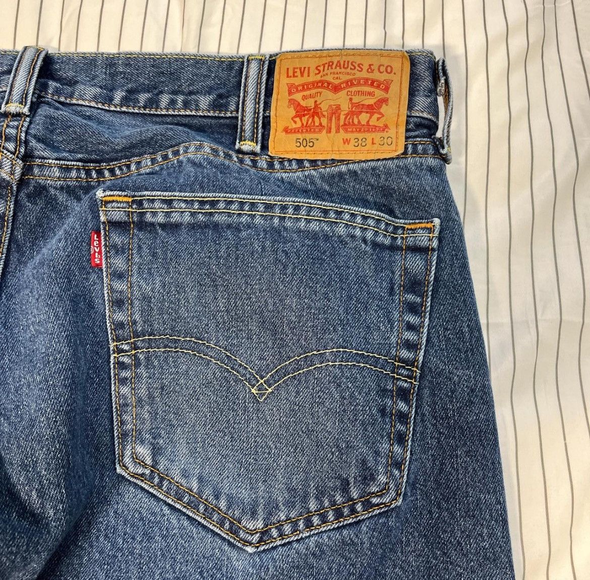 Levi's × Vintage 38x30 Levi's 505 Baggy Blue Jeans Size US 38 / EU 54 - 3 Thumbnail