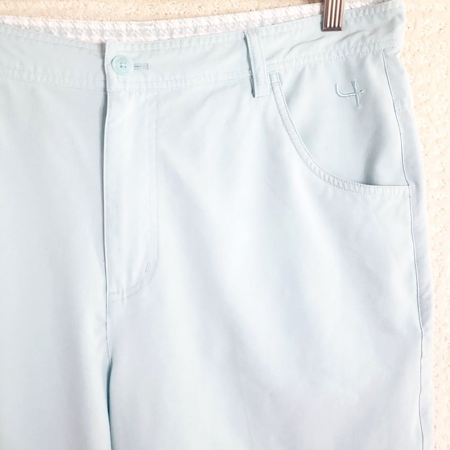Vintage Short Par 4 Shorts Men 34 Light Blue 10" Inseam Golf Performance Stretch Chino Athletic Flat Front Mid Rise Size US 34 / EU 50 - 4 Thumbnail