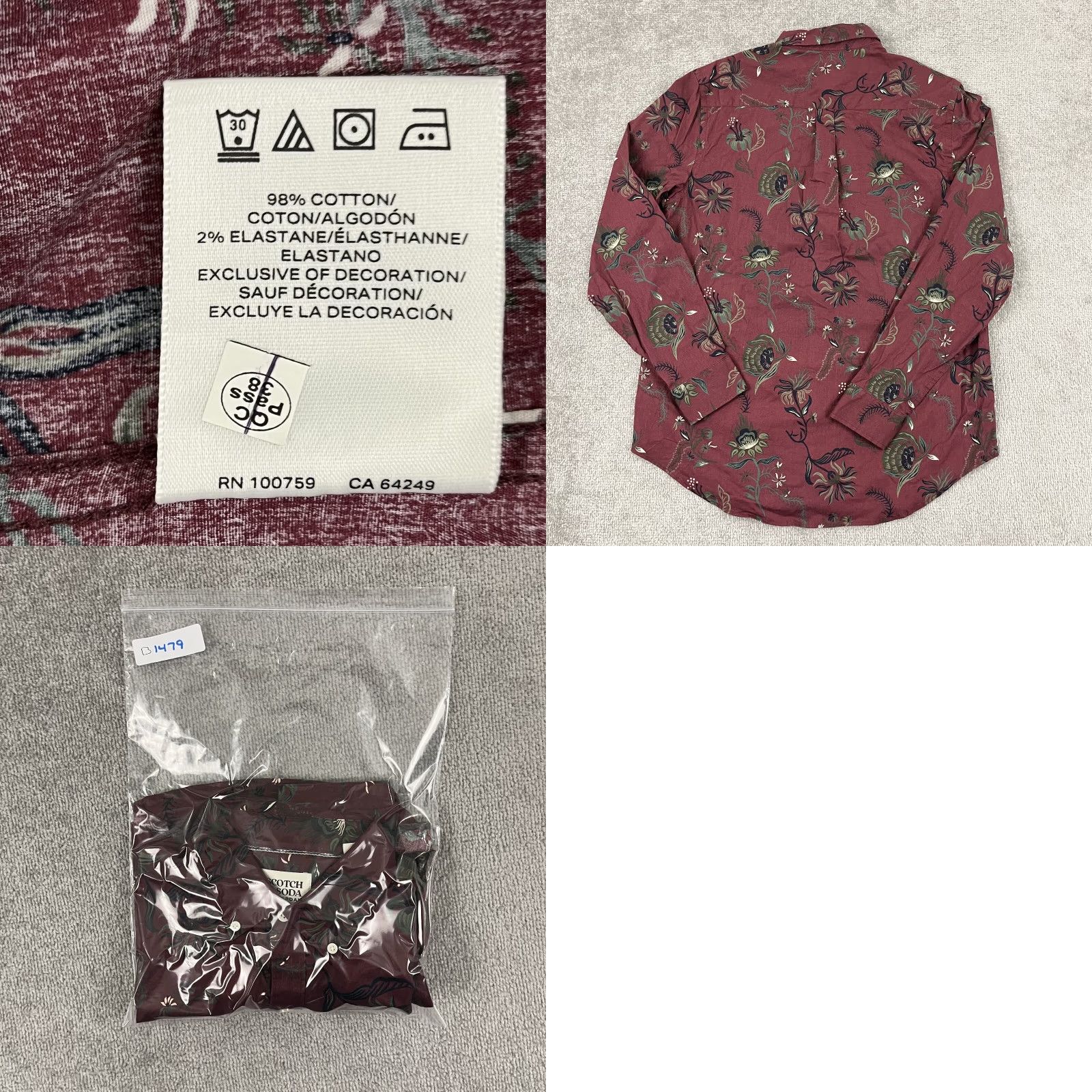Scotch & Soda Scotch & Soda Red Floral Button-Up Shirt Mens Medium Long Sleeve Preppy Casual Size US M / EU 48-50 / 2 - 8 Thumbnail