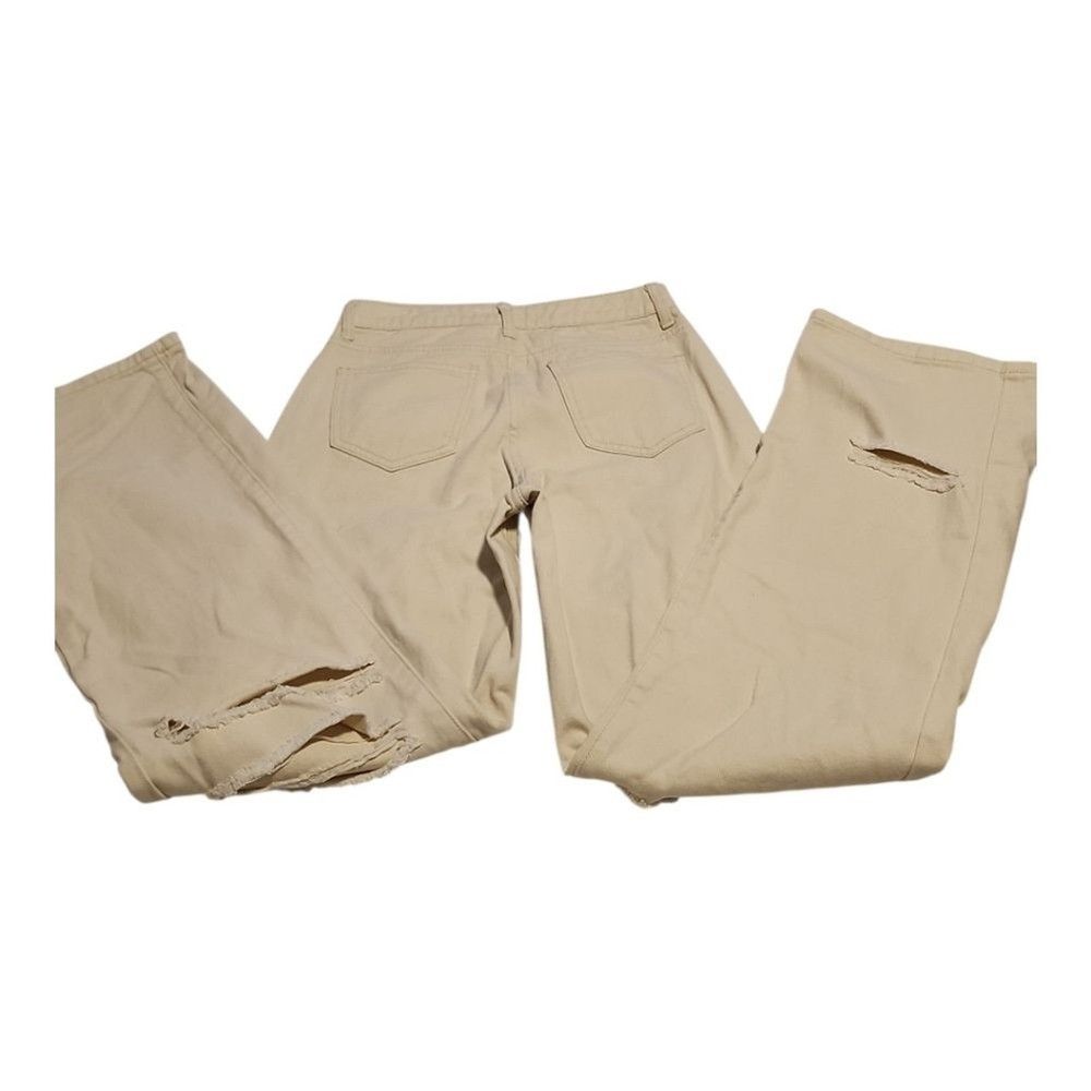 Other Dogma Wide Leg Distressed Jeans Women 25 Cream Streetwear Size 25" / US 0 / IT 36 - 10 Thumbnail