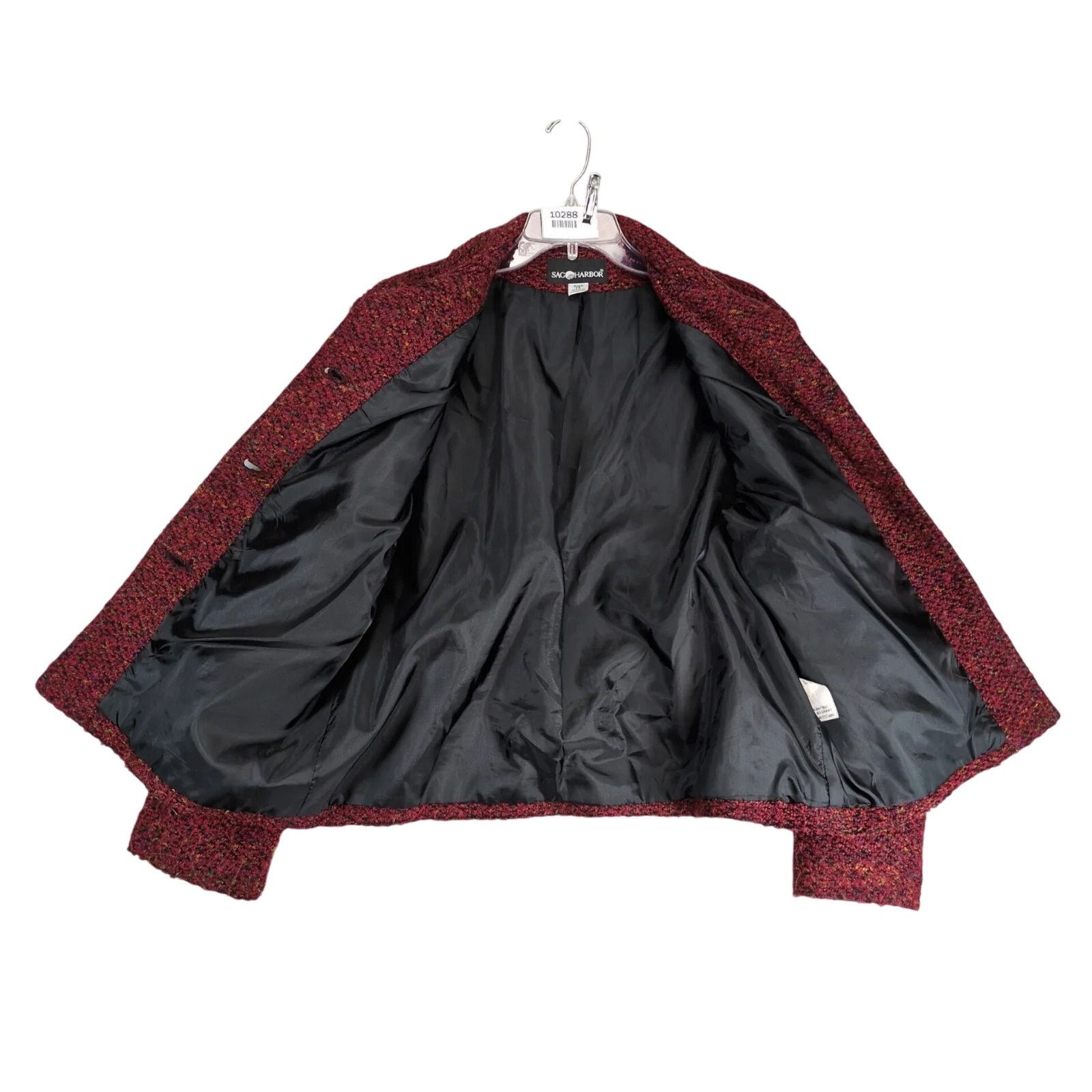 Vintage Sag Harbor Burgundy Tweed Pea Coat Women's 14 Lined Size XL / US 12-14 / IT 48-50 - 3 Thumbnail