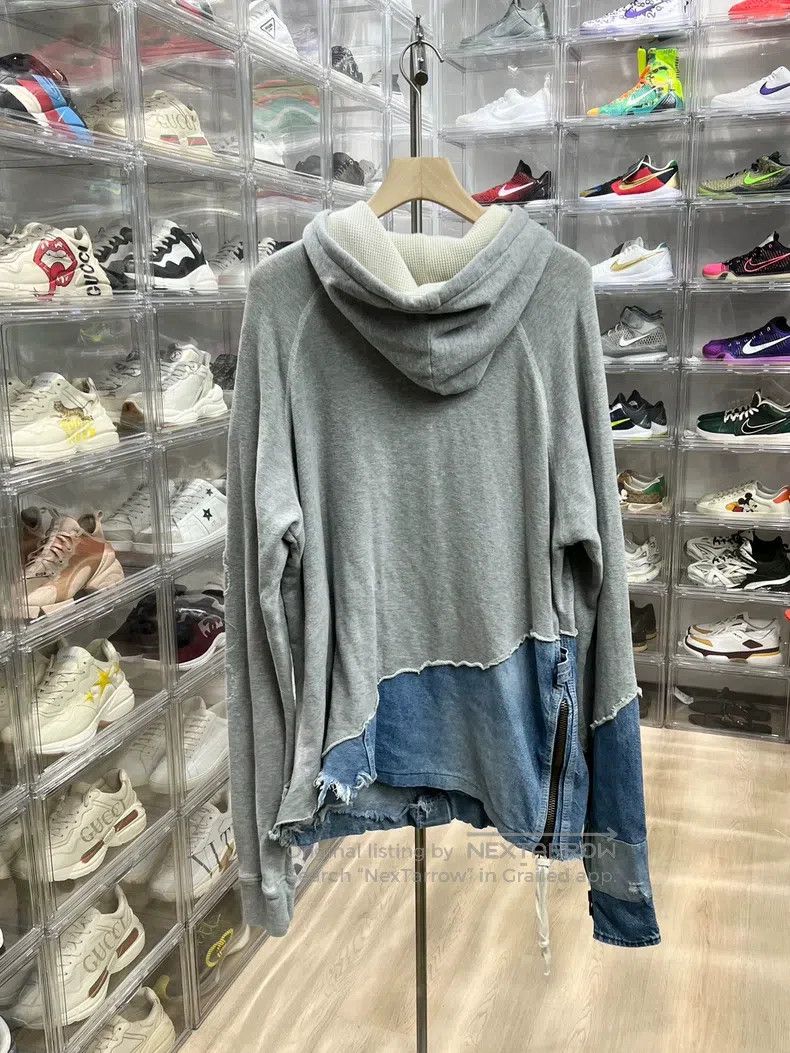 Greg Lauren Greg Lauren Grey Spliced Denim Sweatshirt Size US L / EU 52-54 / 3 - 7 Thumbnail