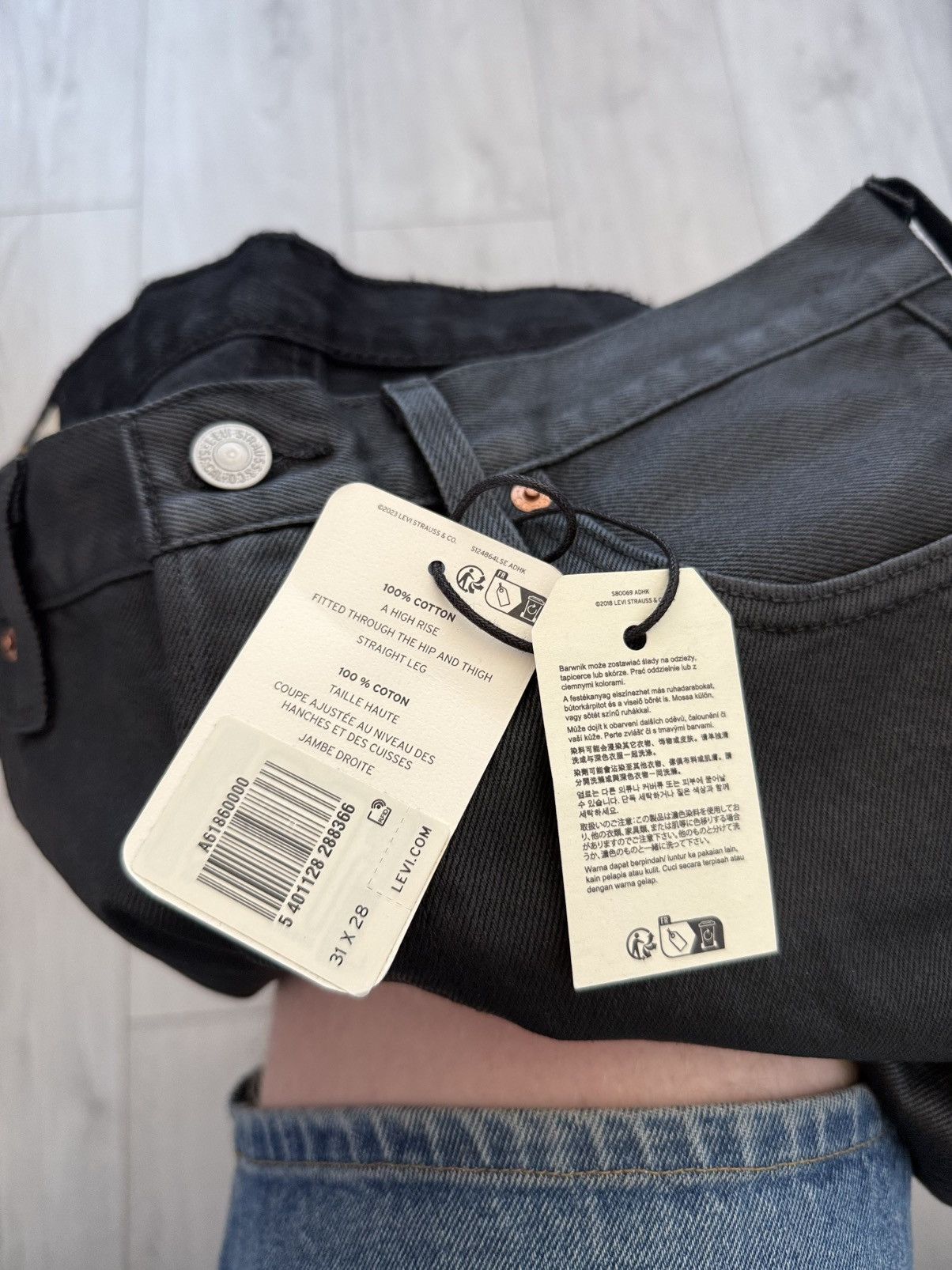 Levi's Levi’s 501 Big E Black Waxed Straight Denim Jeans Red Tab Size US 31 - 12 Thumbnail