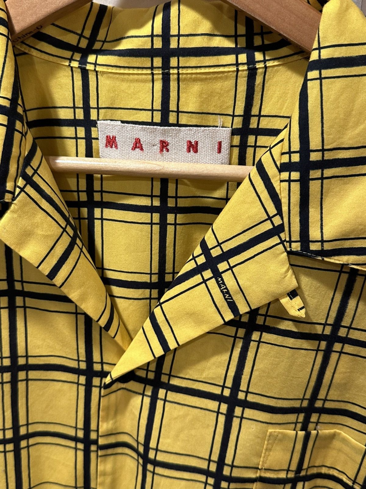 Marni Marni Checkered Grid Poplin Bowling Yellow Shirt Size US XL / EU 56 / 4 - 2 Thumbnail