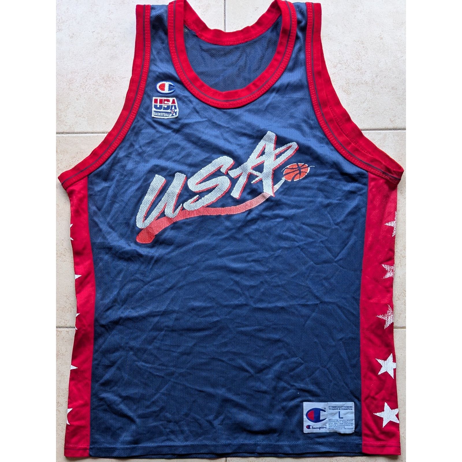 Champion × NBA × USA Olympics Atlanta 1996 Olympic DREAM Team USA Basketball jersey L vtg Size US L / EU 52-54 / 3 - 2 Thumbnail