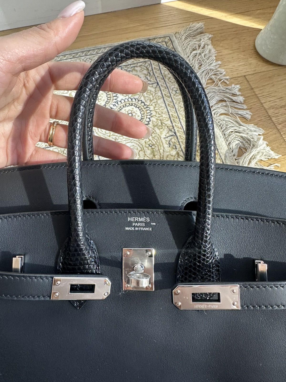 Hermes Hermès Black Niloticus Lizard and Swift Touch Birkin 25 Size ONE SIZE - 2 Thumbnail