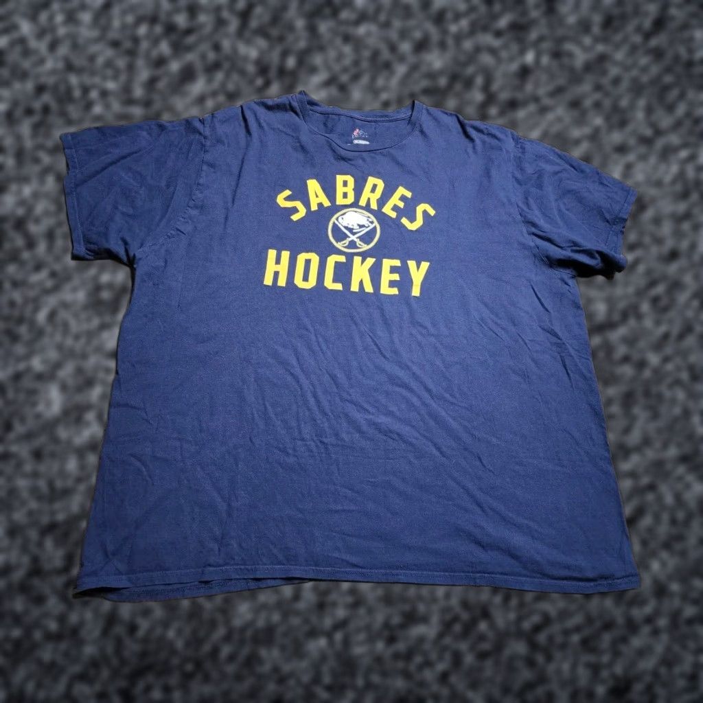 Vintage VINTAGE Majestic Buffalo Sabres Hockey Shirt 3XL Mens Blue Crew Neck Short Sleeve Logo T-Shirt Buffalo Sabres 1990s Size US XXL / EU 58 / 5 - 1 Thumbnail