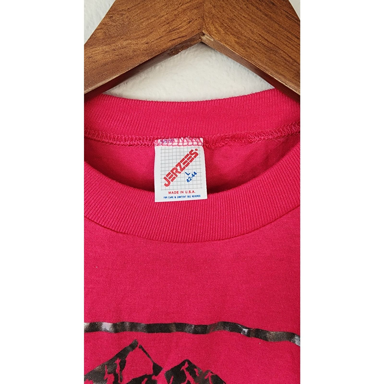 Jerzees Vintage Silver Mountain Shirt Pink Nature Test Print VTG 90s Size US L / EU 52-54 / 3 - 5 Thumbnail
