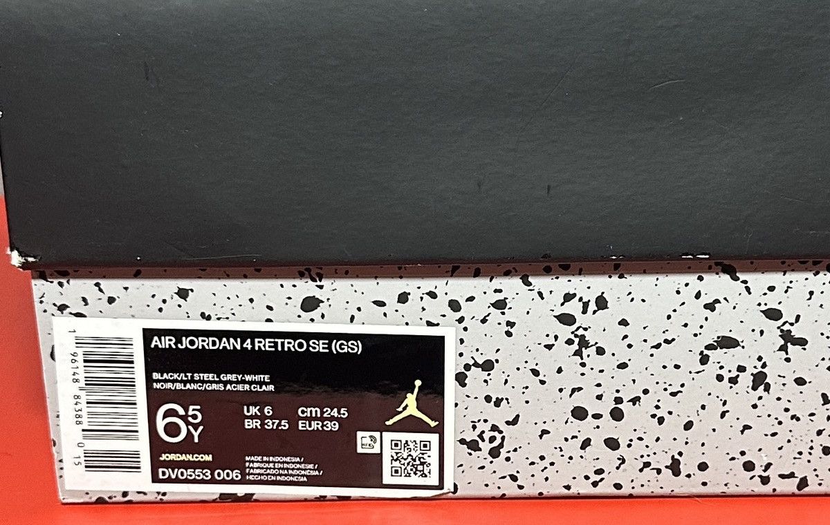 Jordan Brand Size 6.5 (GS) - Jordan 4 Retro SE Black Canvas Size US 6.5 / EU 39-40 - 8 Thumbnail