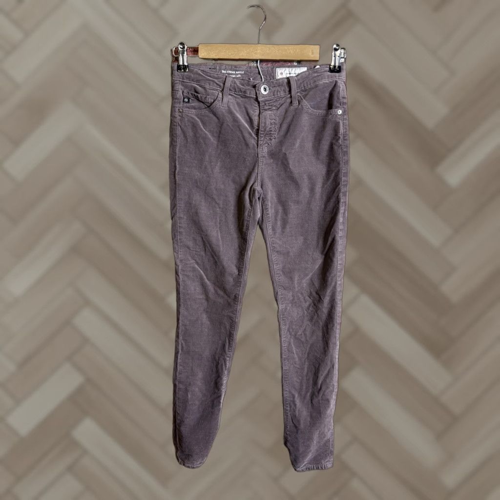 Anthropologie AG Adriano Goldschmied The Stevie Ankle Slim Straight Velvet Pants 25 Women Size 42" / US 20 - 1 Thumbnail