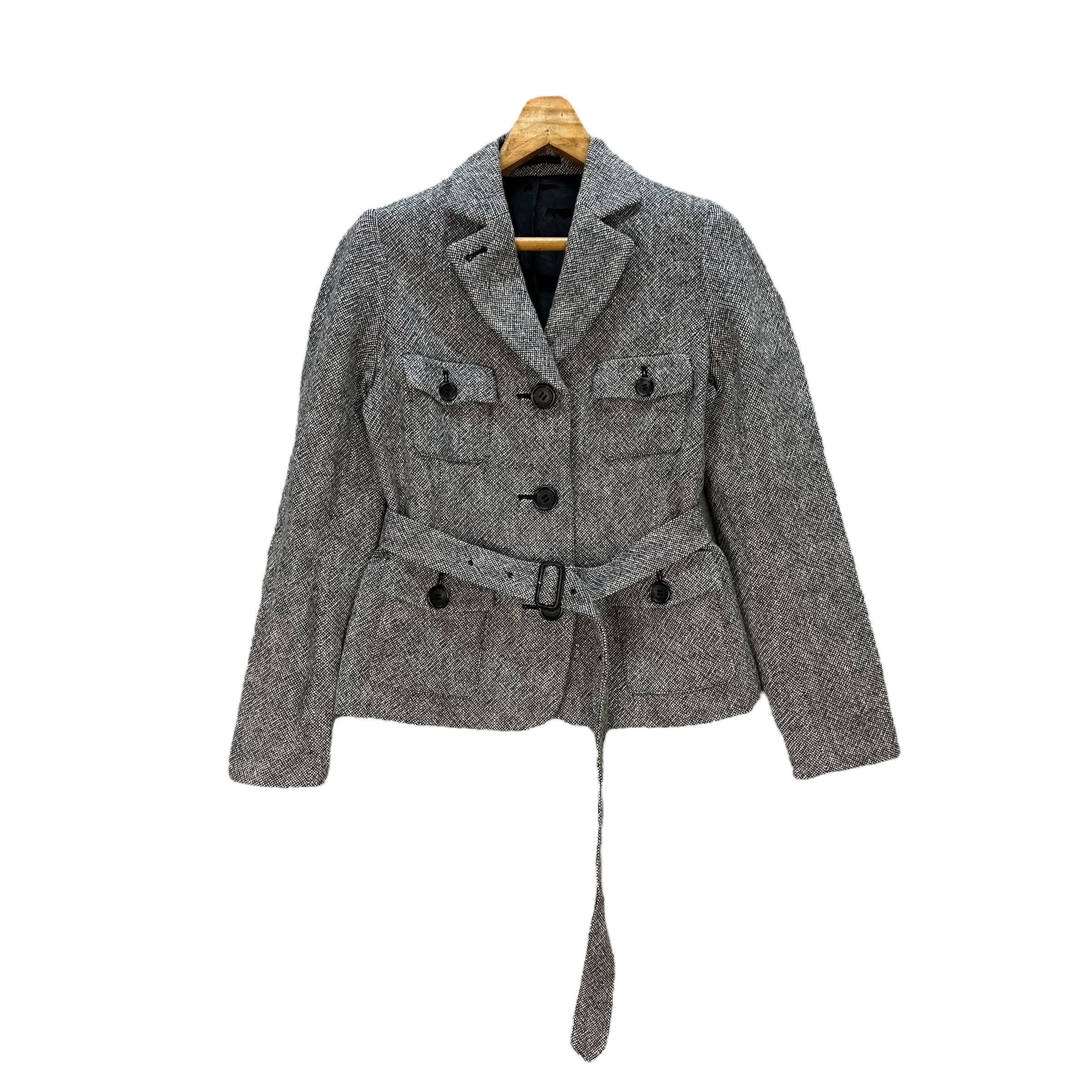 Burberry BURBERRY Wool Blend Belted Cropped Jacket #A73-1760 Size S / US 4 / IT 40 - 1 Thumbnail