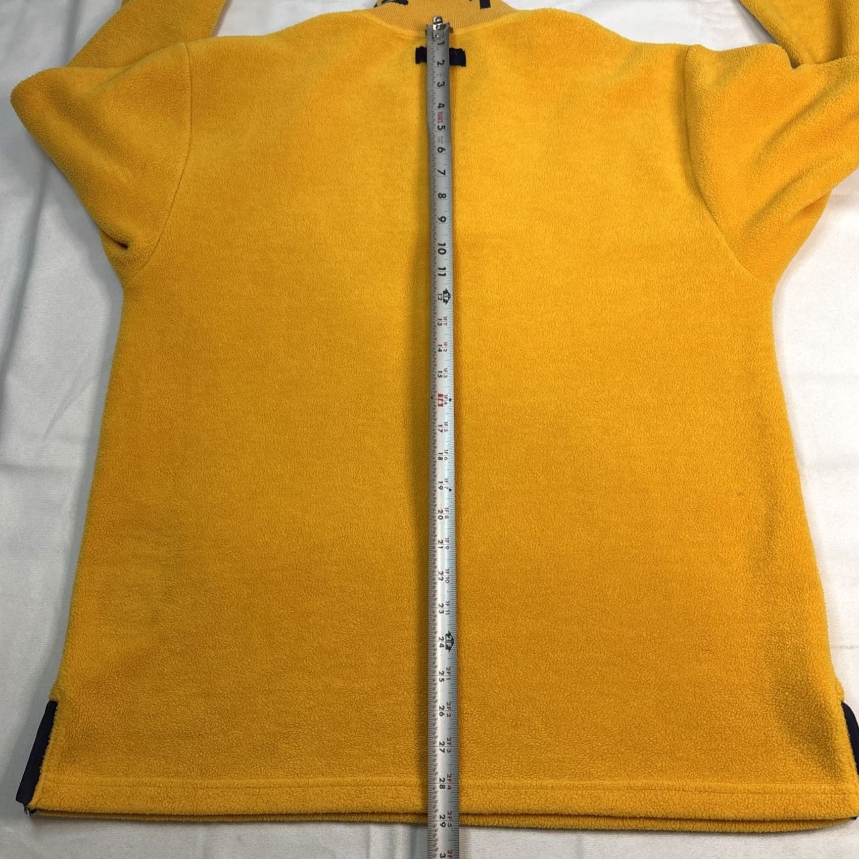 Tommy Hilfiger VINTAGE Tommy Jeans Quarter Zip Fleece Sweater Men’s Large Yellow Collar Spellout Mens L Yellow Pullover Fleece Size US L / EU 52-54 / 3 - 8 Thumbnail