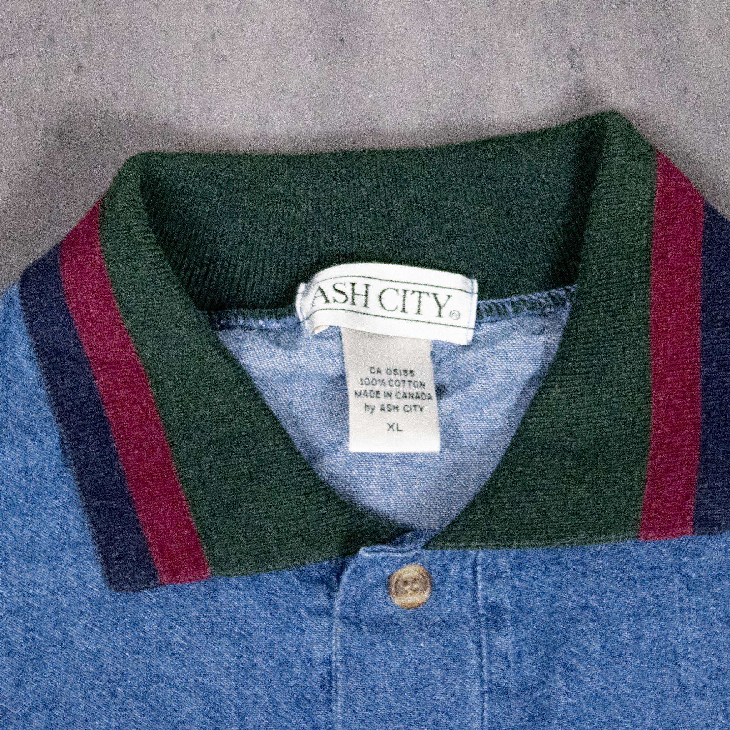 Vintage Vintage 1990’s Ash City Denim Gucci Style Polo Shirt Size US L / EU 52-54 / 3 - 5 Thumbnail