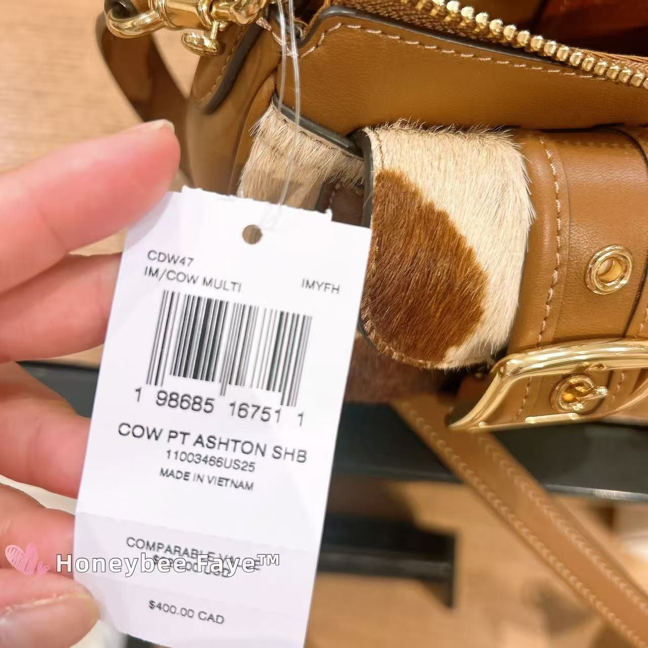 Coach Ashton Shoulder Bag In Haircalf With Cow Print CDW47 Size ONE SIZE - 7 Thumbnail