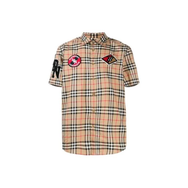 Burberry Burberry Patch Logo Short Sleeve Shirt Brown Size US M / EU 48-50 / 2 - 1 Thumbnail