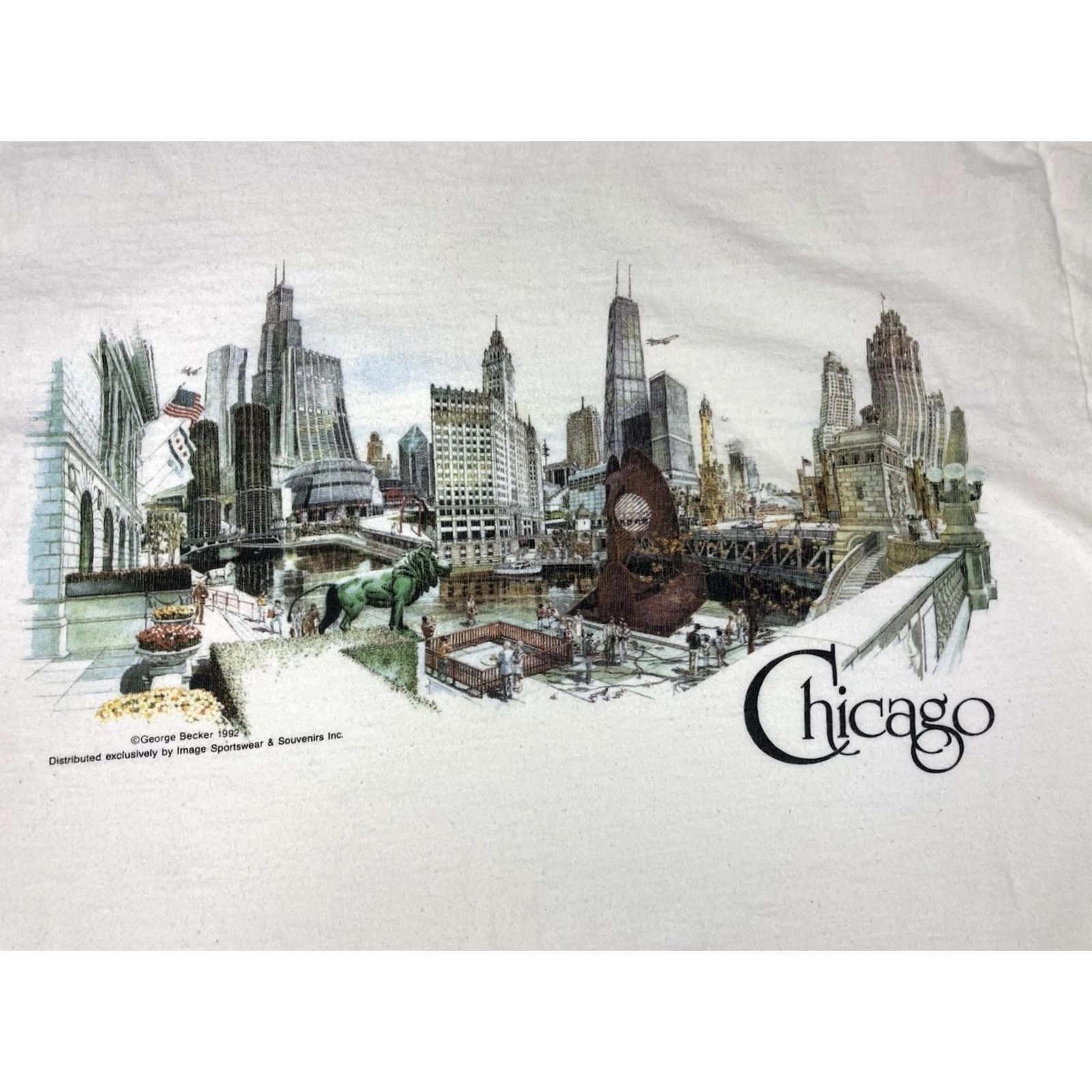 Fruit Of The Loom VINTAGE Chicago City Graphic T-shirt Women Medium White Short Sleeve Nike Size M / US 6-8 / IT 42-44 - 2 Thumbnail